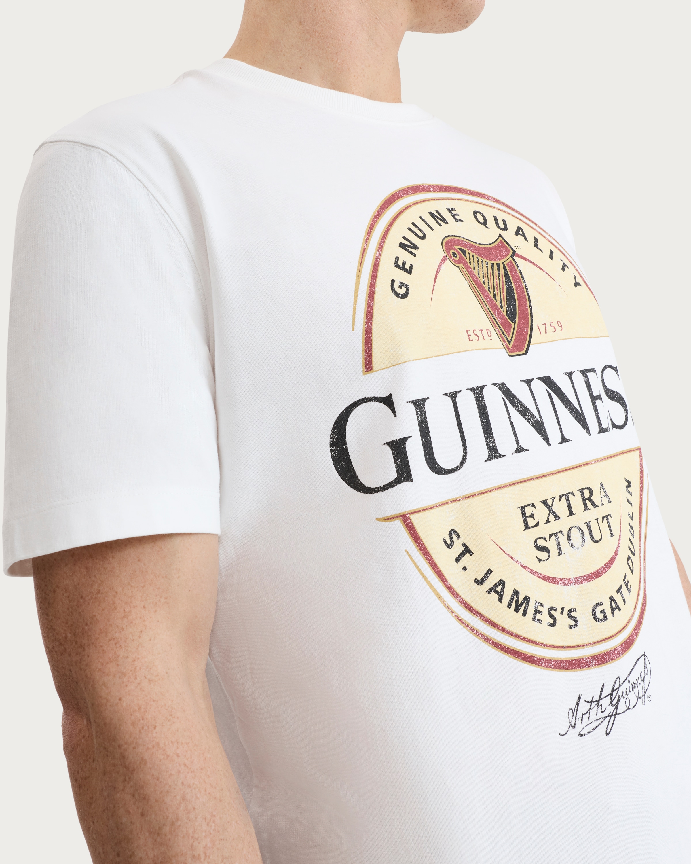 Guinness Extra Stout Print Pure Cotton T-Shirt in Cream thumbnail 2