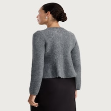 F&F Embellished Button Peplum Knit Cardigan in Grey thumbnail 3