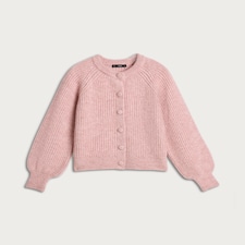 F&F Ribbed Button-Up Cardigan in Pink thumbnail 4