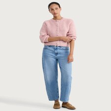 F&F Ribbed Button-Up Cardigan in Pink thumbnail 2
