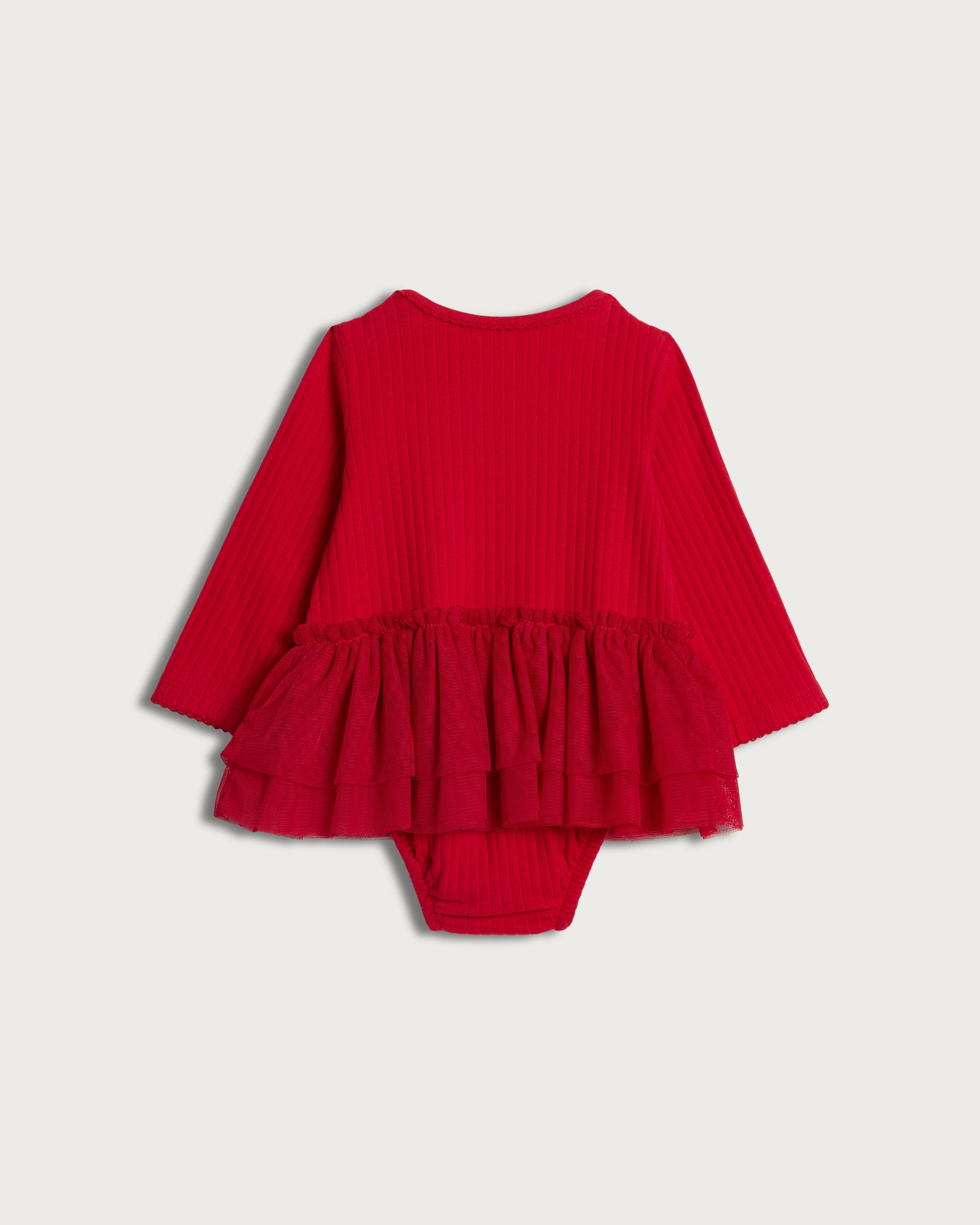 F&F Baby Cotton Rich Ribbed My Little Valentine Long Sleeved Bodysuit in Red thumbnail 2