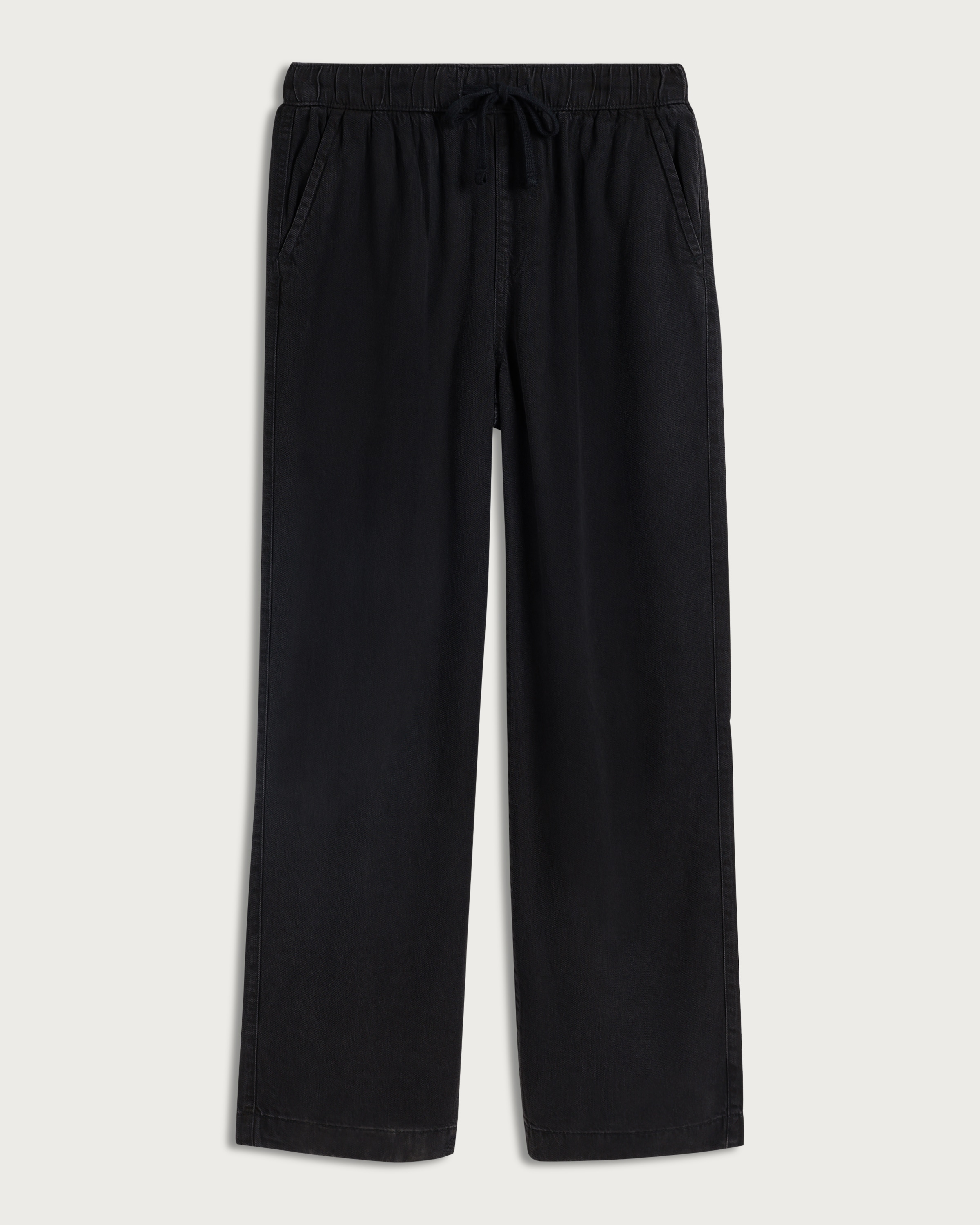 F&F Pure Lyocell High Rise Wide Leg Drawstring Jeans in Black thumbnail 4