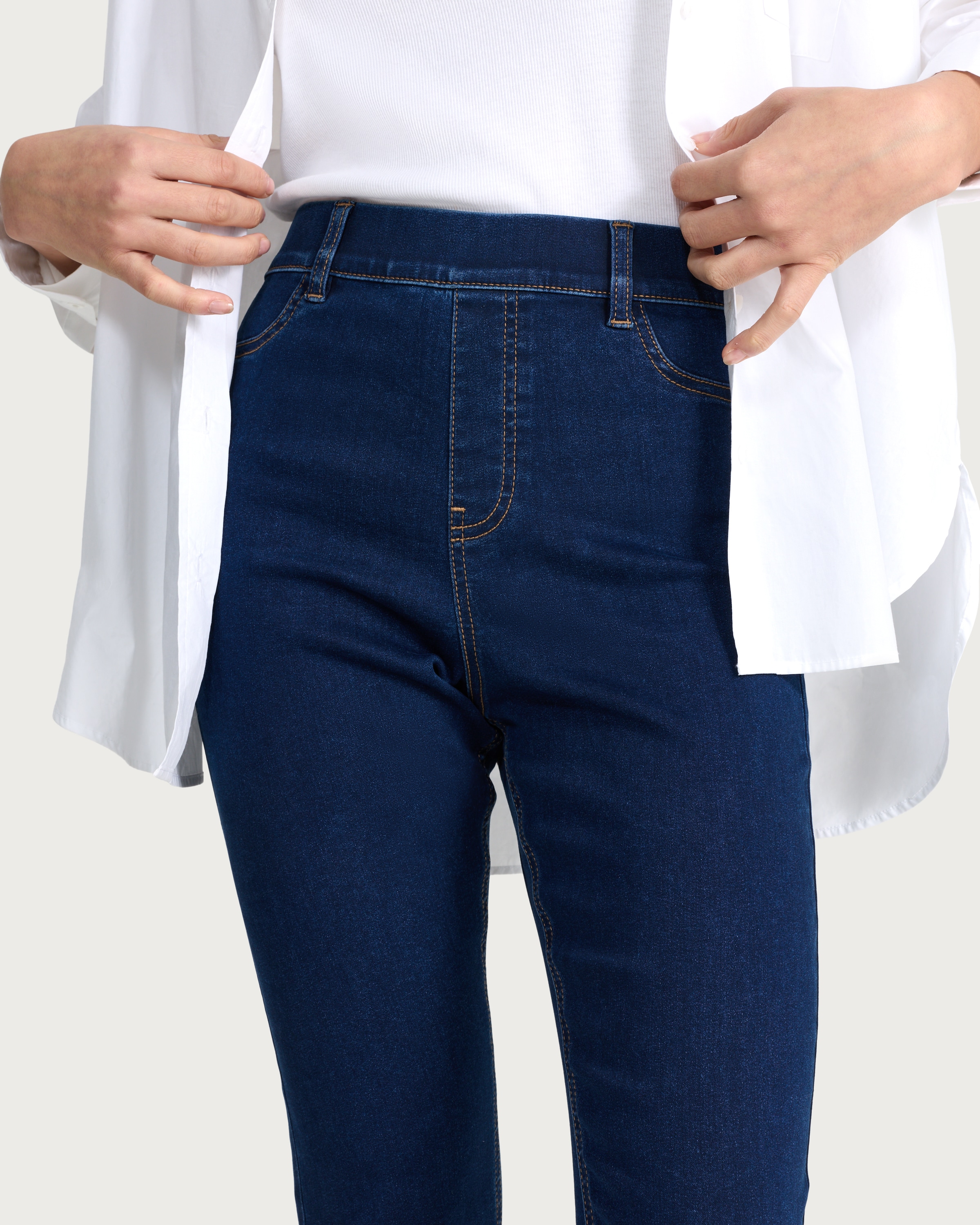 F&F High Rise Skinny Fit Jeggings in Navy thumbnail 3