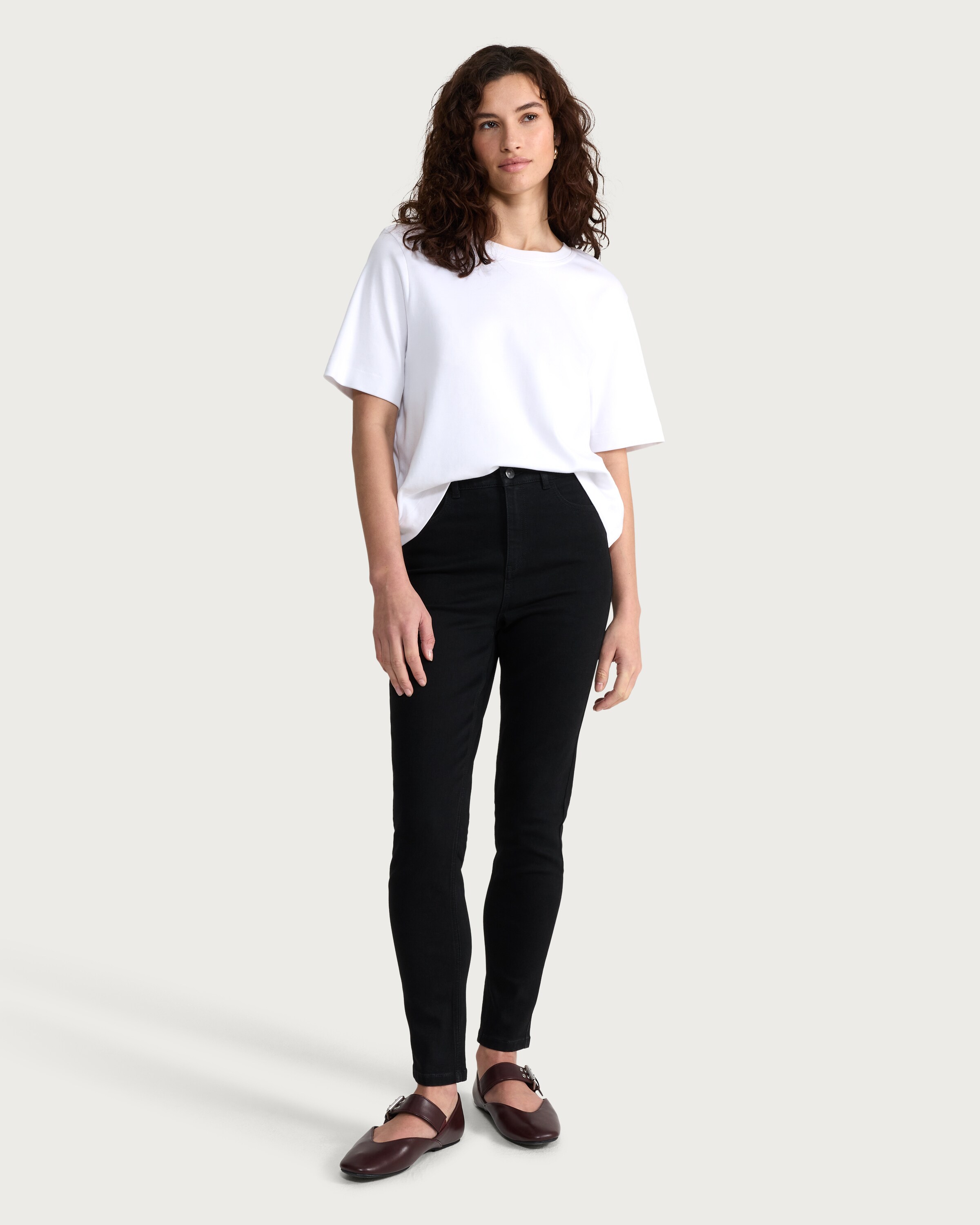 F&F High Rise Skinny Fit Jeans in Black thumbnail 2