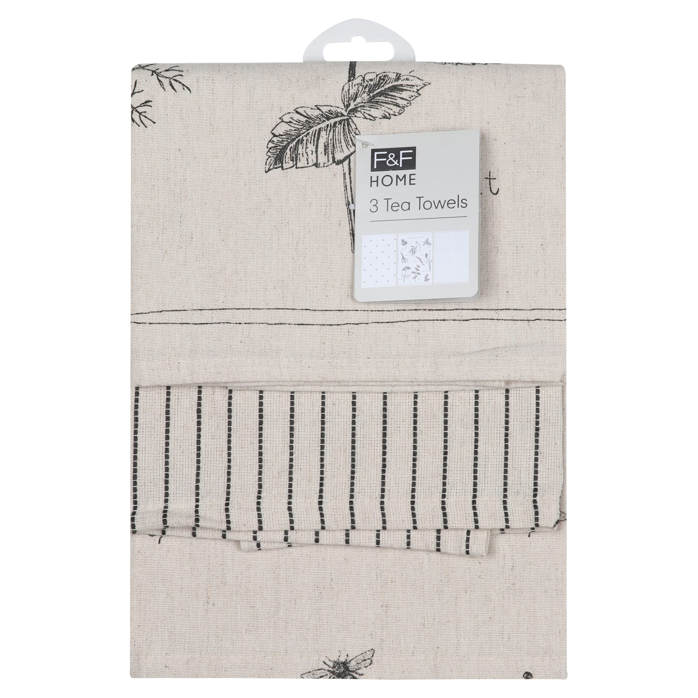 F&F Home Mixed Herbs Tea Towel 3 Pack