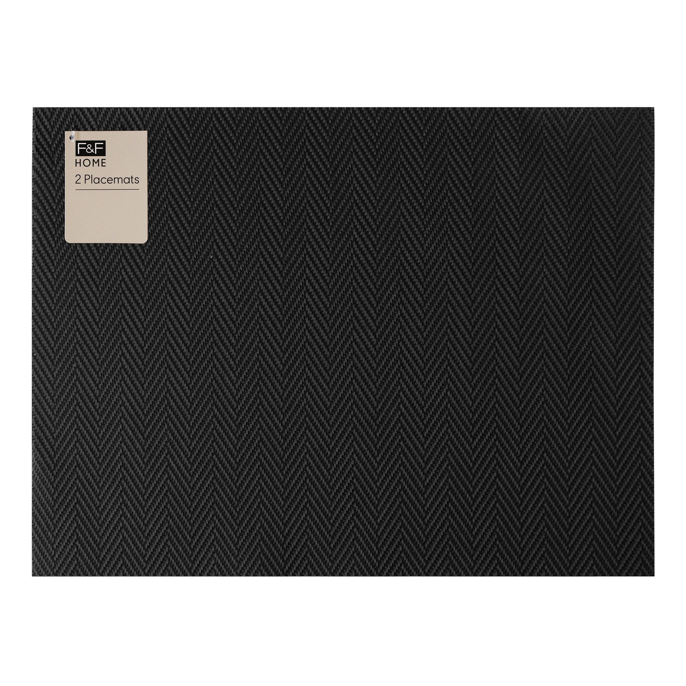 F&F Home Rectangle Woven Black Placemat 2 Pack
