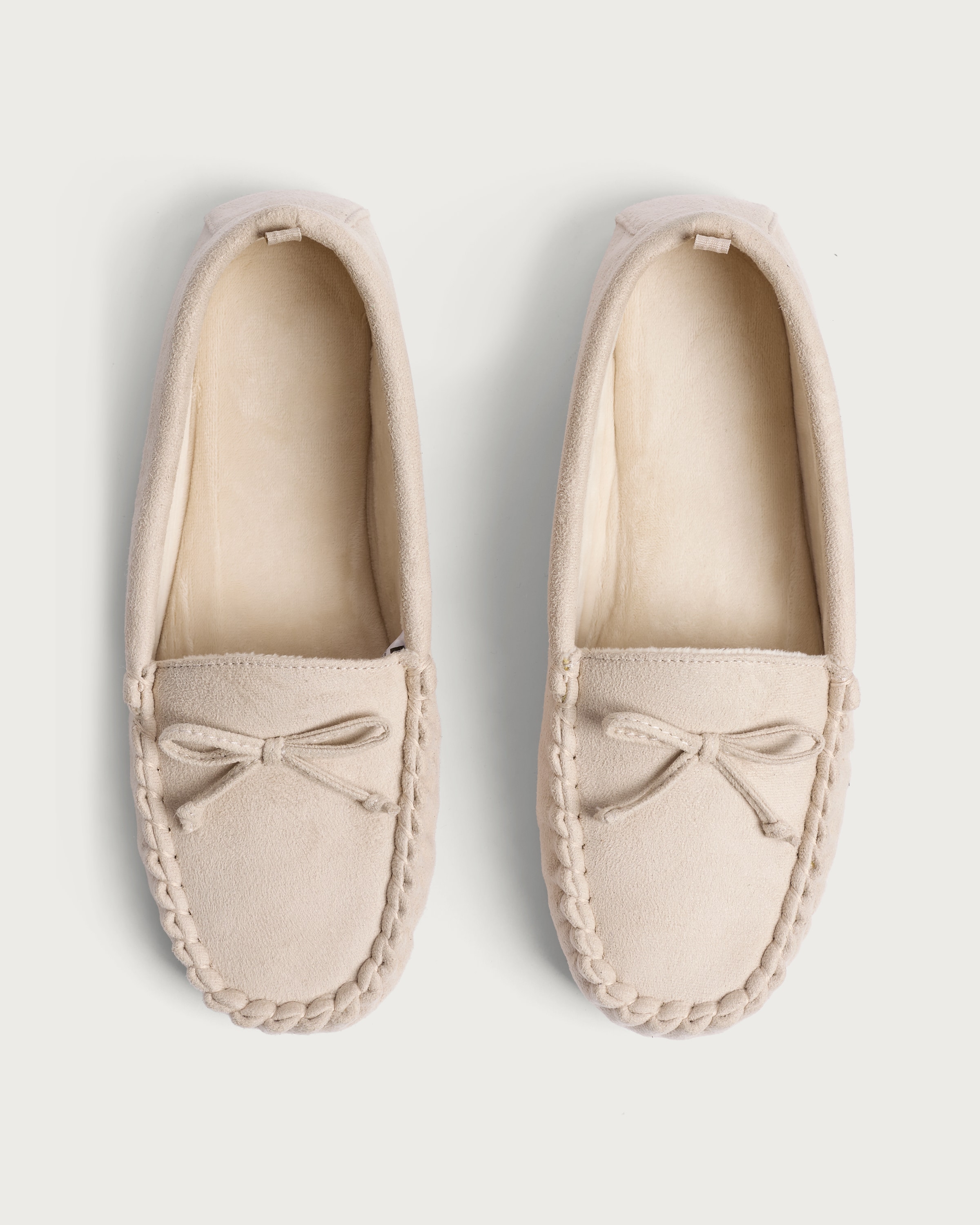 F&F Bow Detail Moccasin Slippers in Neutral thumbnail 2