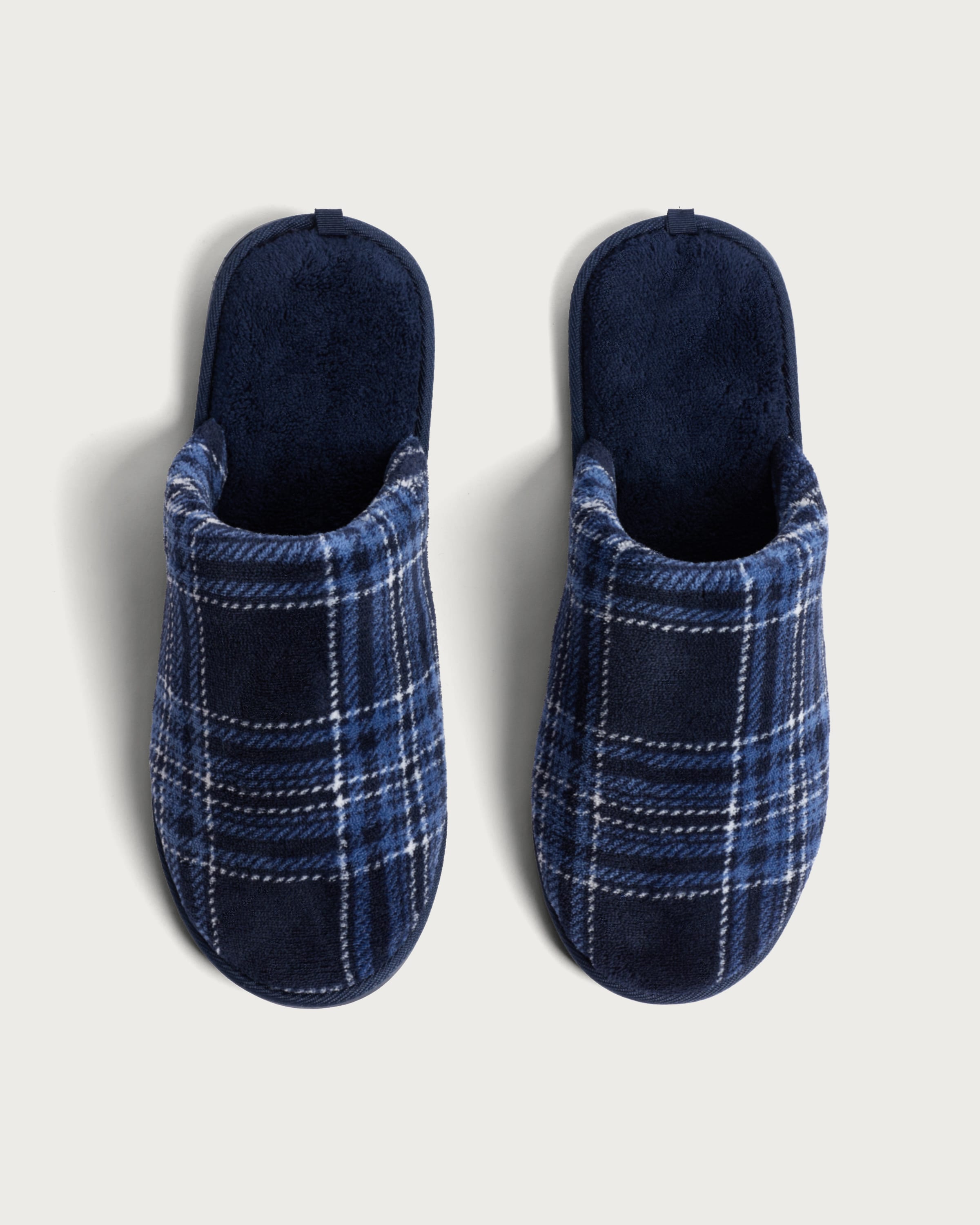 F&F Check Print Mule Slippers in Navy thumbnail 2
