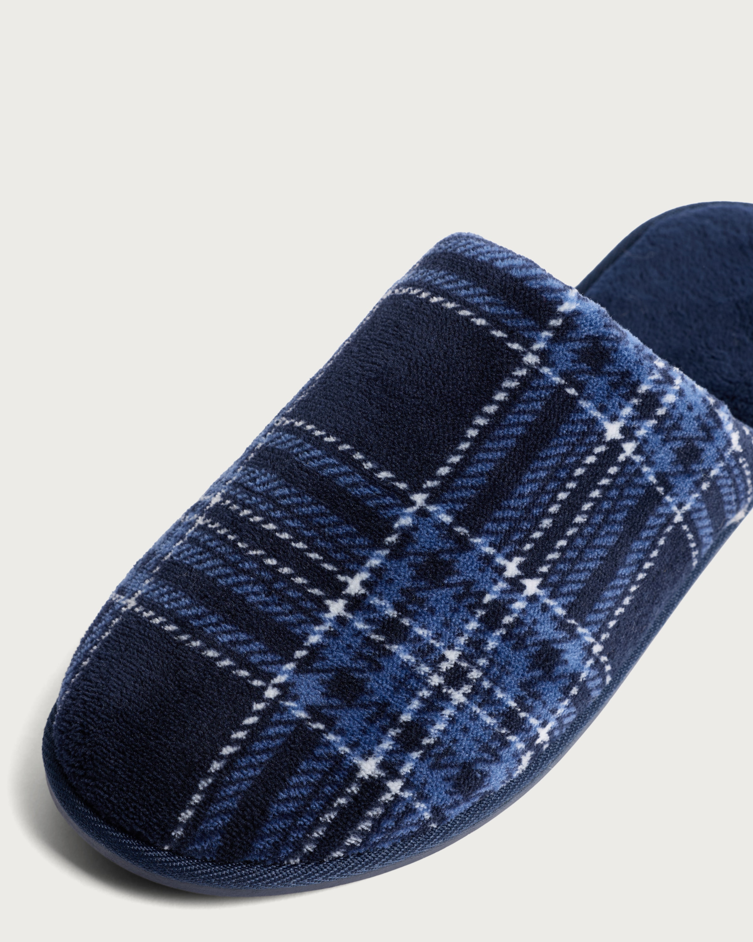 F&F Check Print Mule Slippers in Navy thumbnail 3