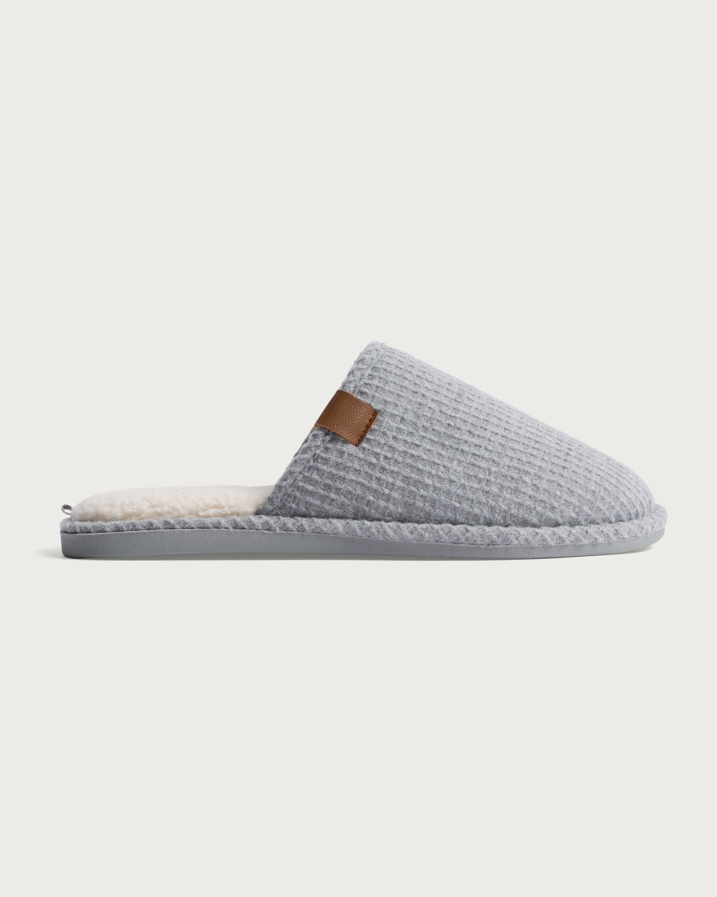 F&F Waffle Knit Mule Slippers in Grey