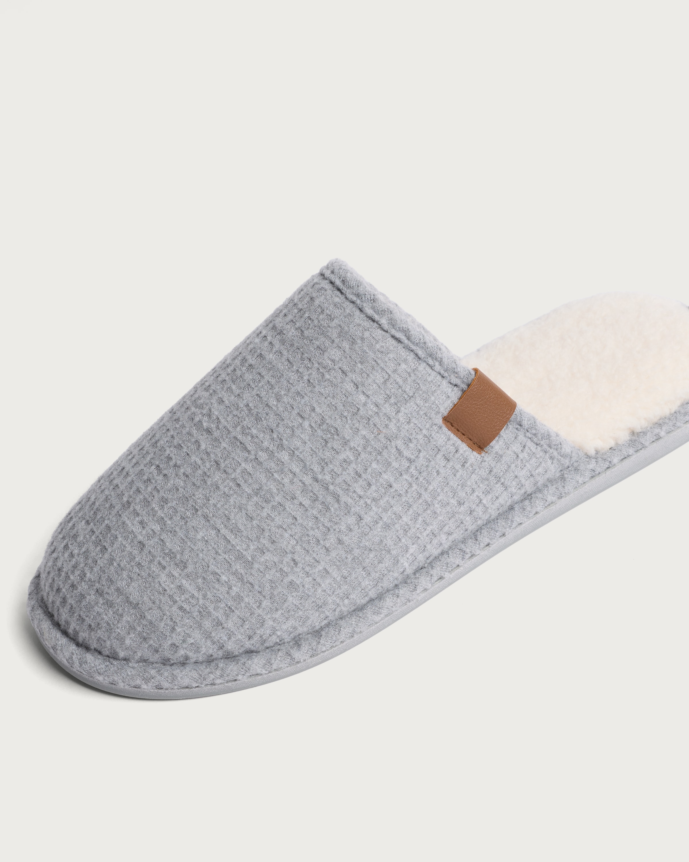 F&F Waffle Knit Mule Slippers in Grey thumbnail 3