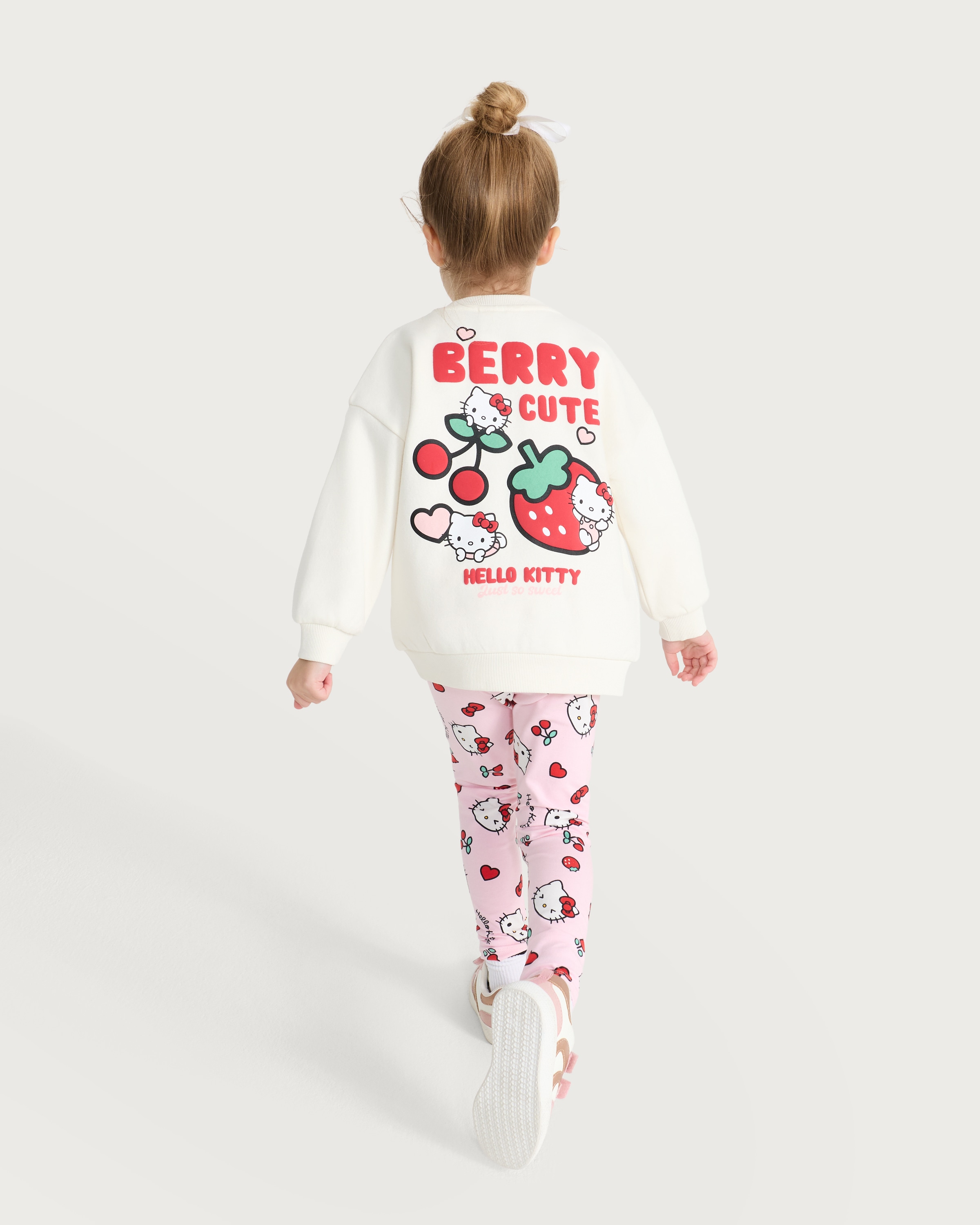 Hello Kitty 2-Piece Cotton Rich Berry Cute Sweatshirt and Leggings Set in Multi Pink thumbnail 2
