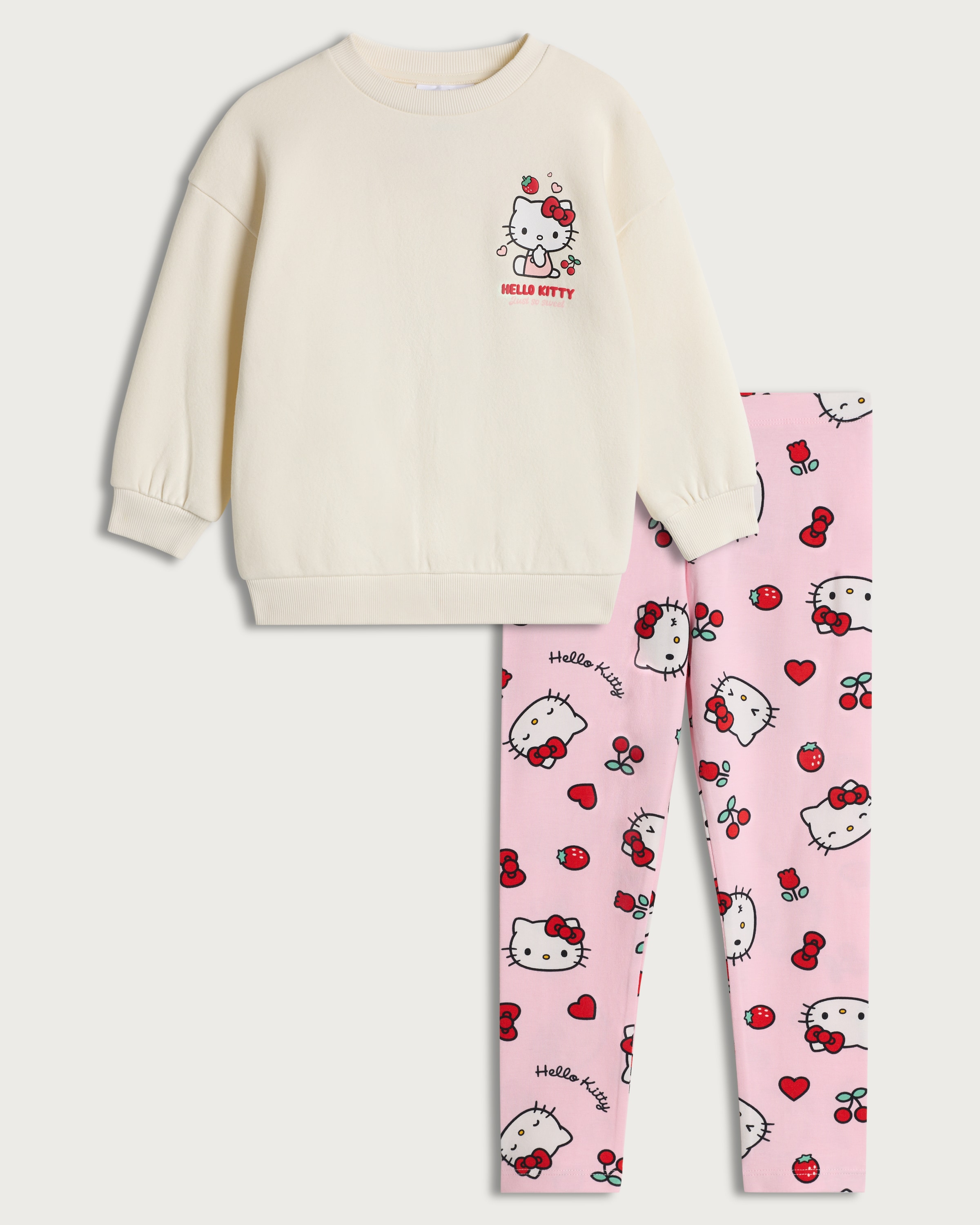 Hello Kitty 2-Piece Cotton Rich Berry Cute Sweatshirt and Leggings Set in Multi Pink thumbnail 4
