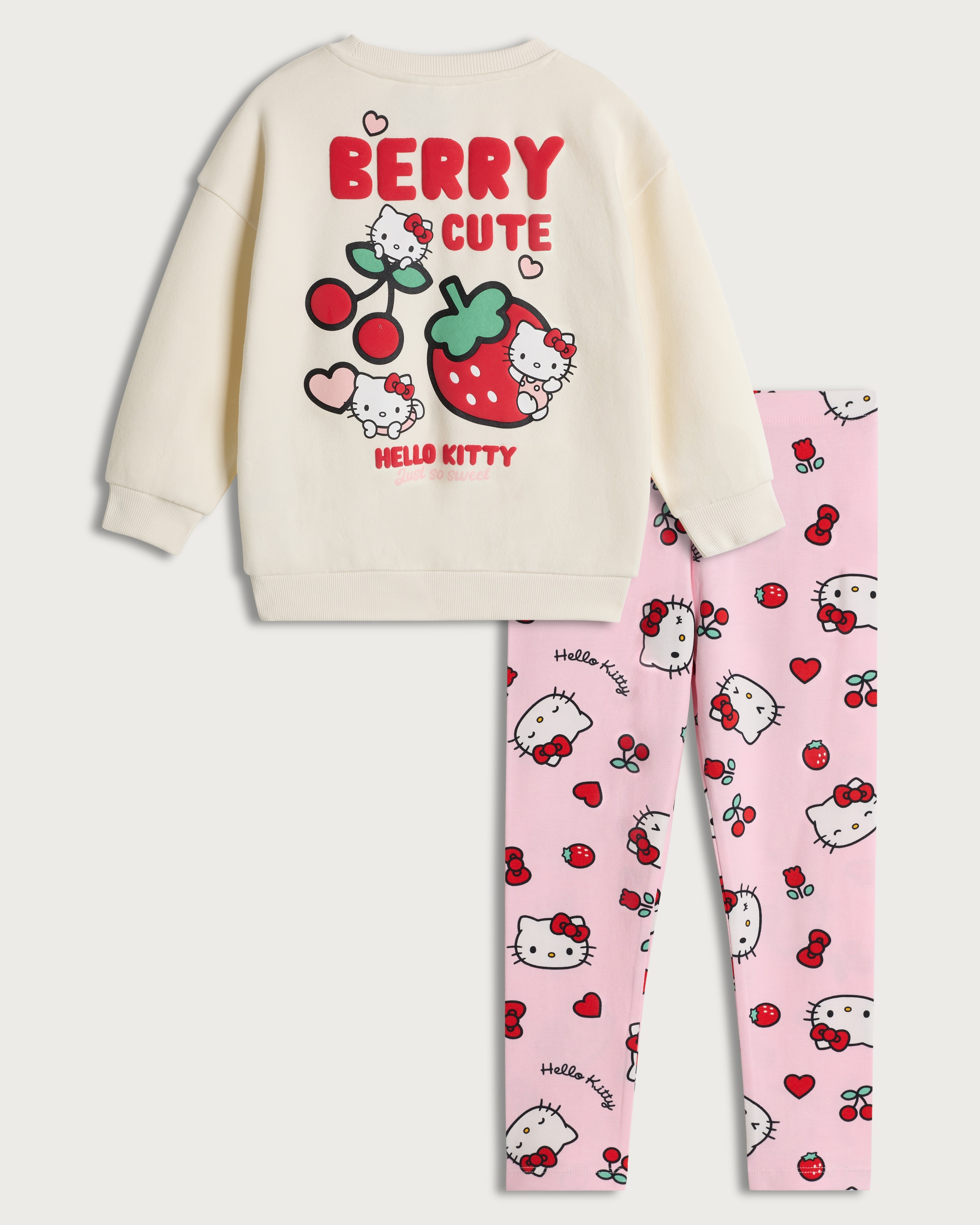 Hello Kitty 2-Piece Cotton Rich Berry Cute Sweatshirt and Leggings Set in Multi Pink thumbnail 5