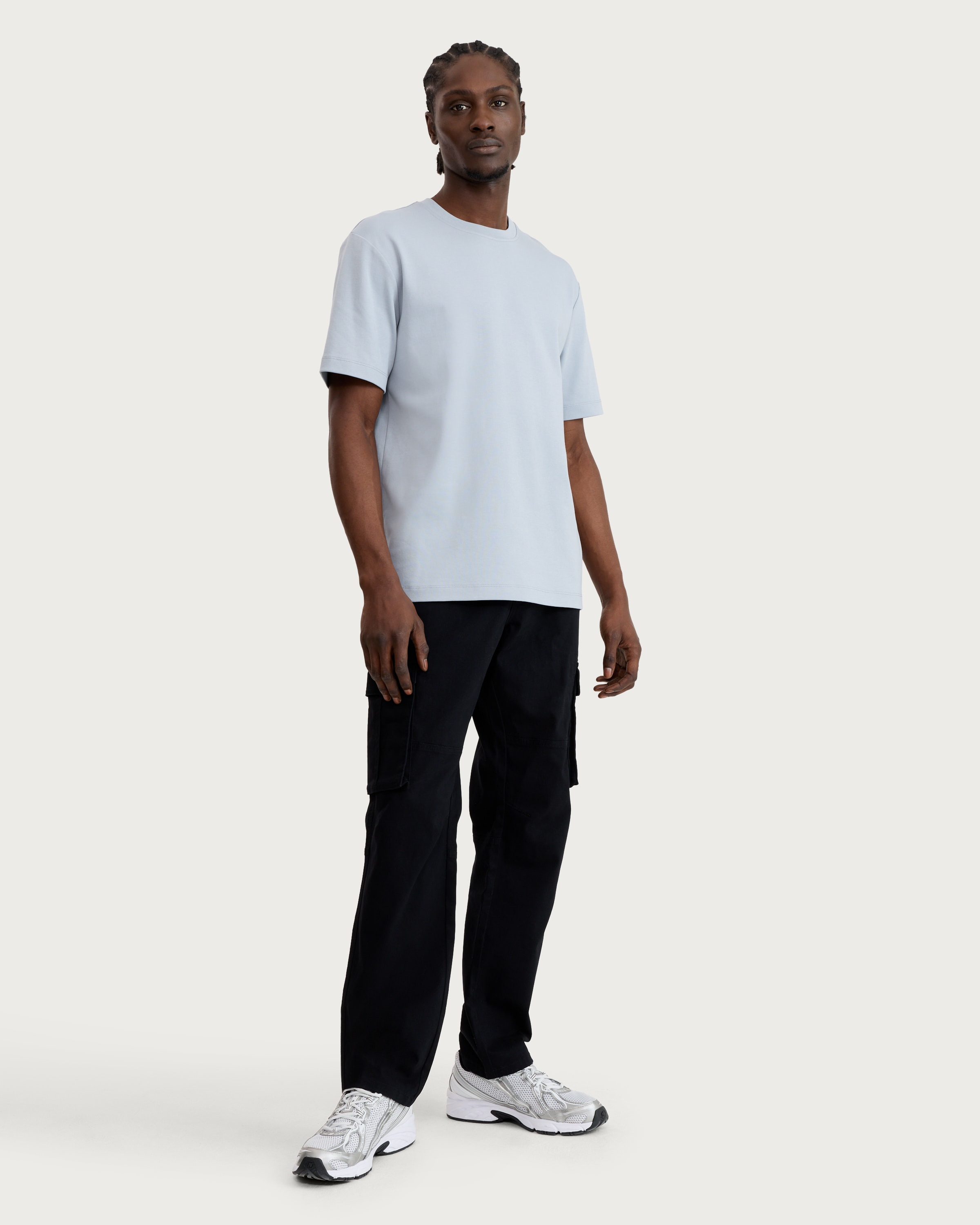 F&F Cotton Rich Straight Leg Cargo Trousers in Black
