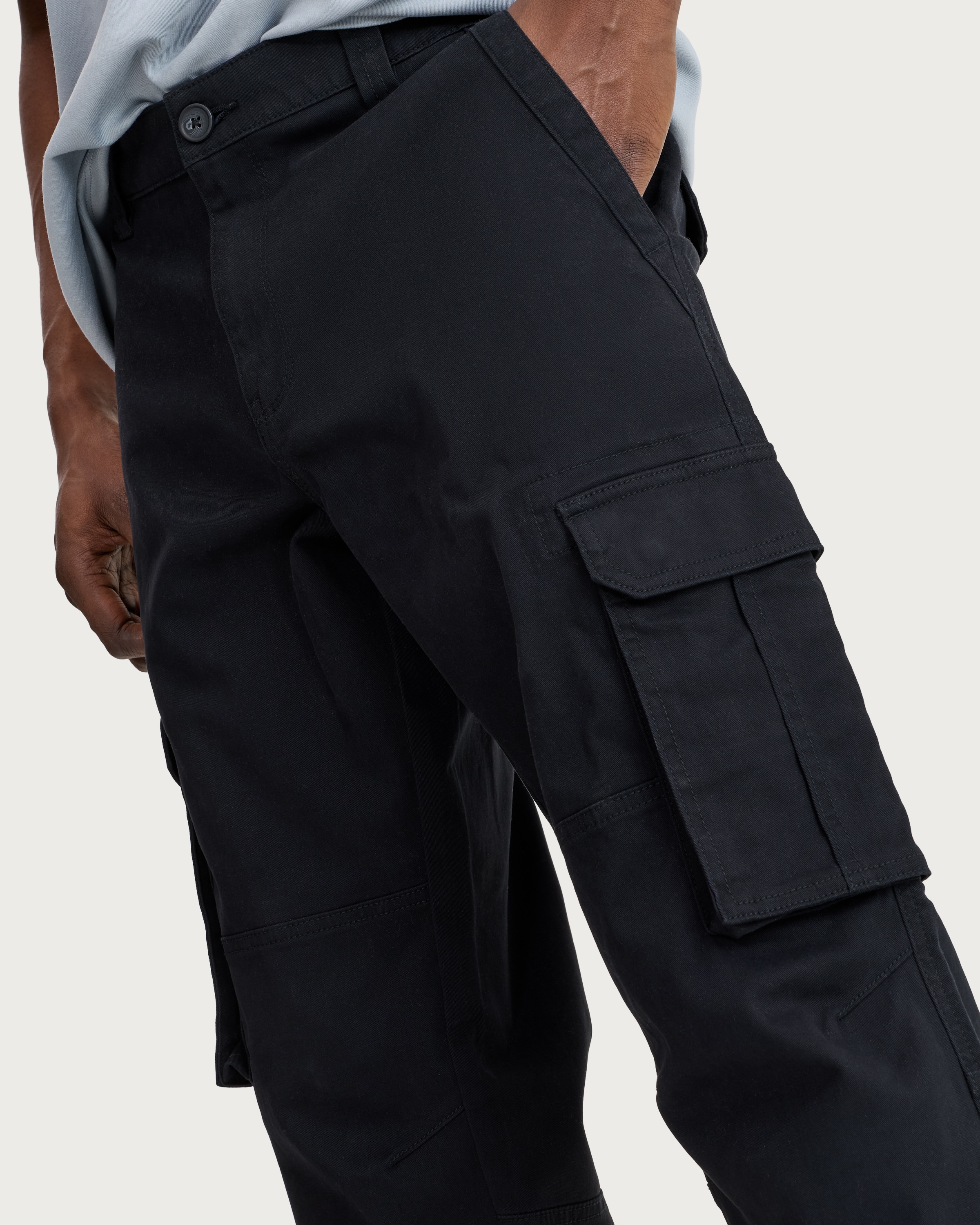F&F Cotton Rich Straight Leg Cargo Trousers in Black thumbnail 2