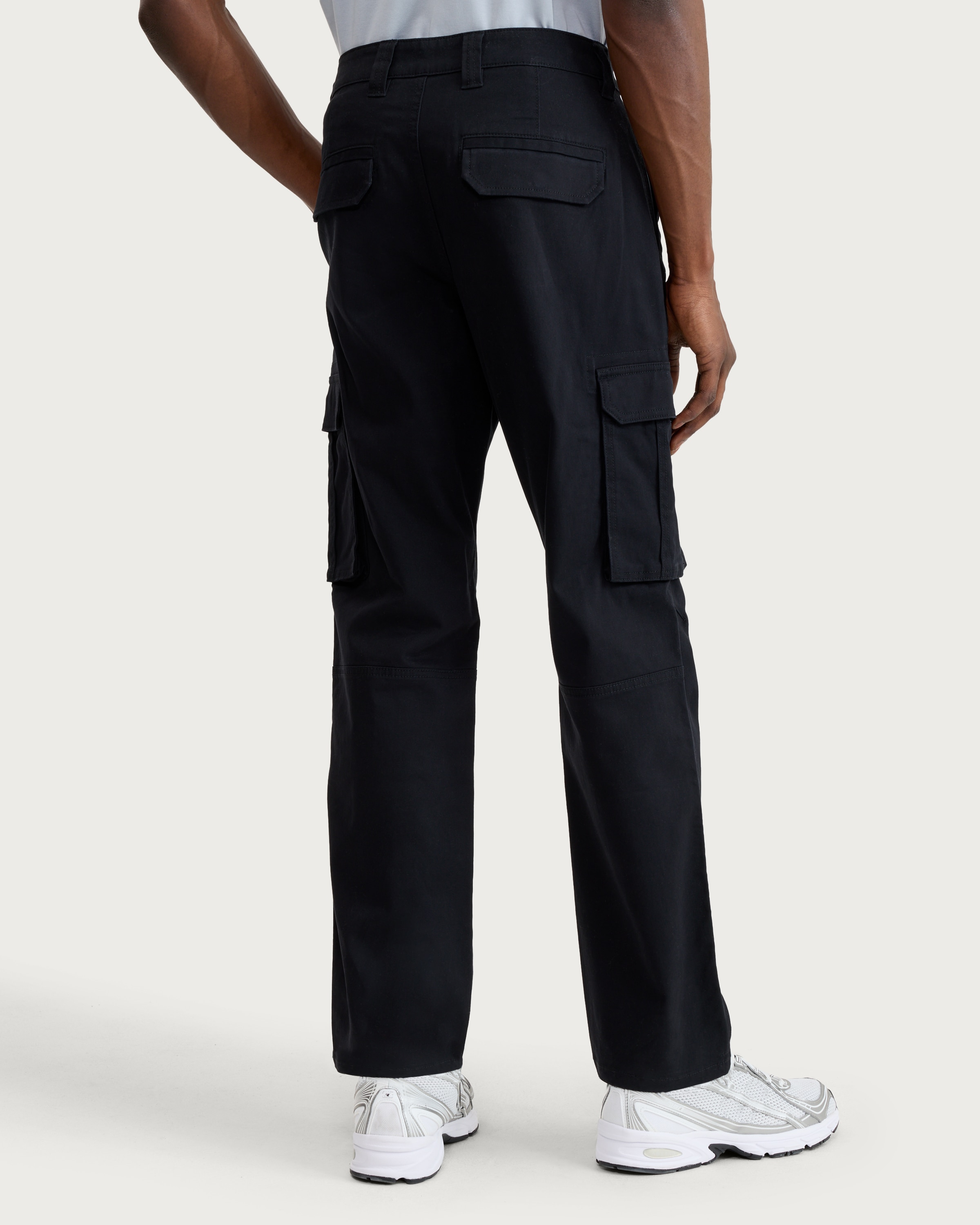 F&F Cotton Rich Straight Leg Cargo Trousers in Black thumbnail 3