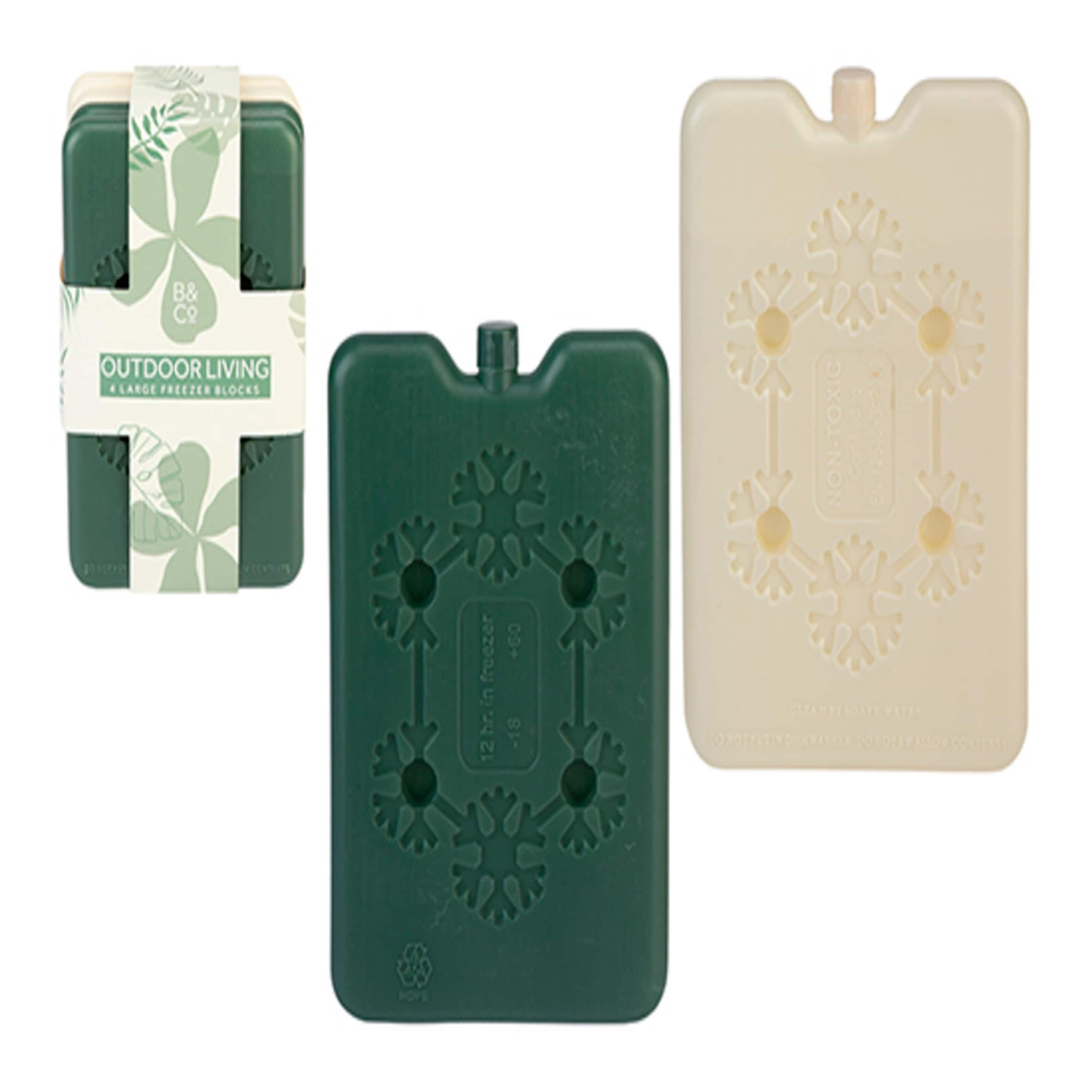 B&Co Outdoor Living Large Cream/Green Picnic Freezer Blocks 4 Pack