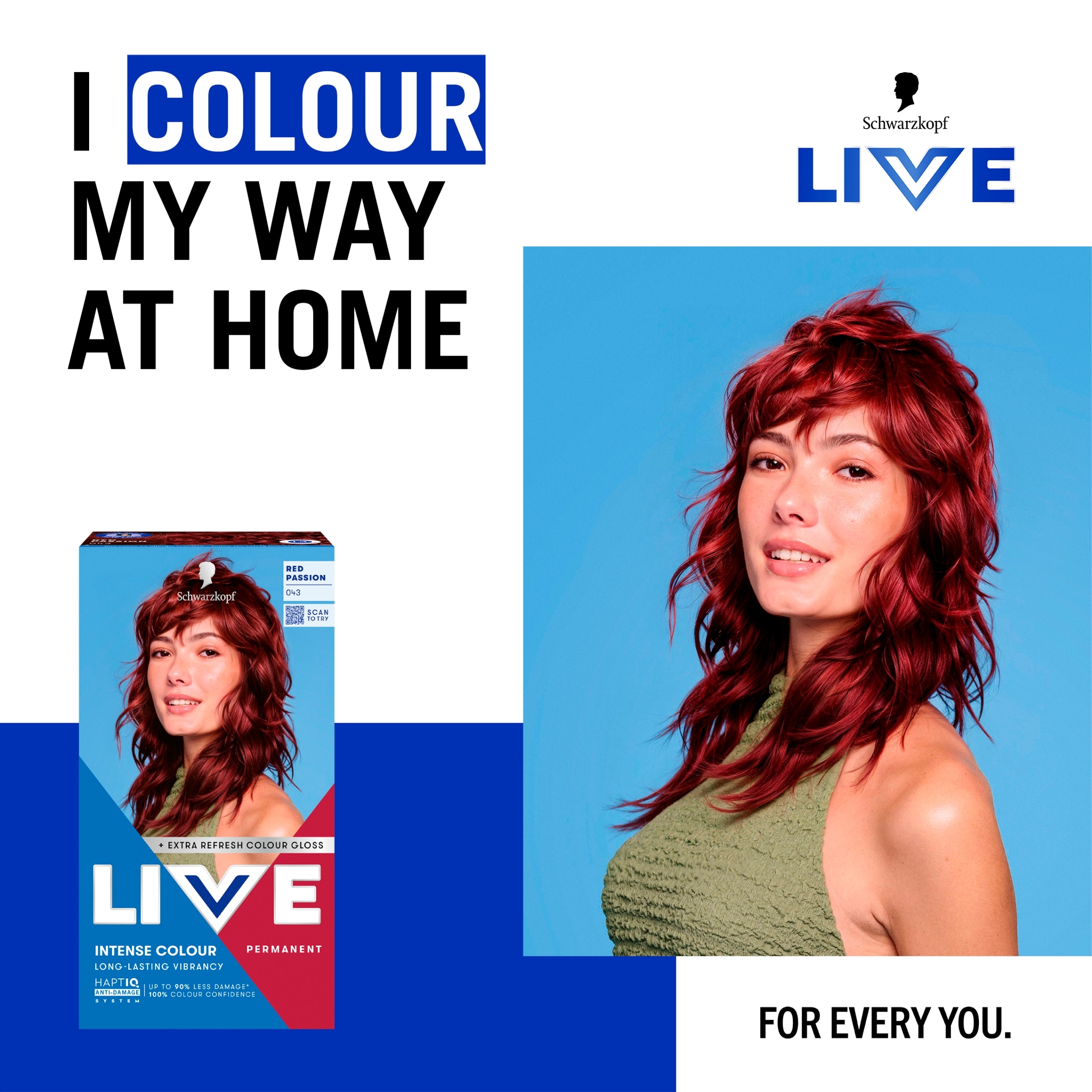 Schwarzkopf LIVE Intense Colour 043 Red Passion Permanent Hair Dye thumbnail 2