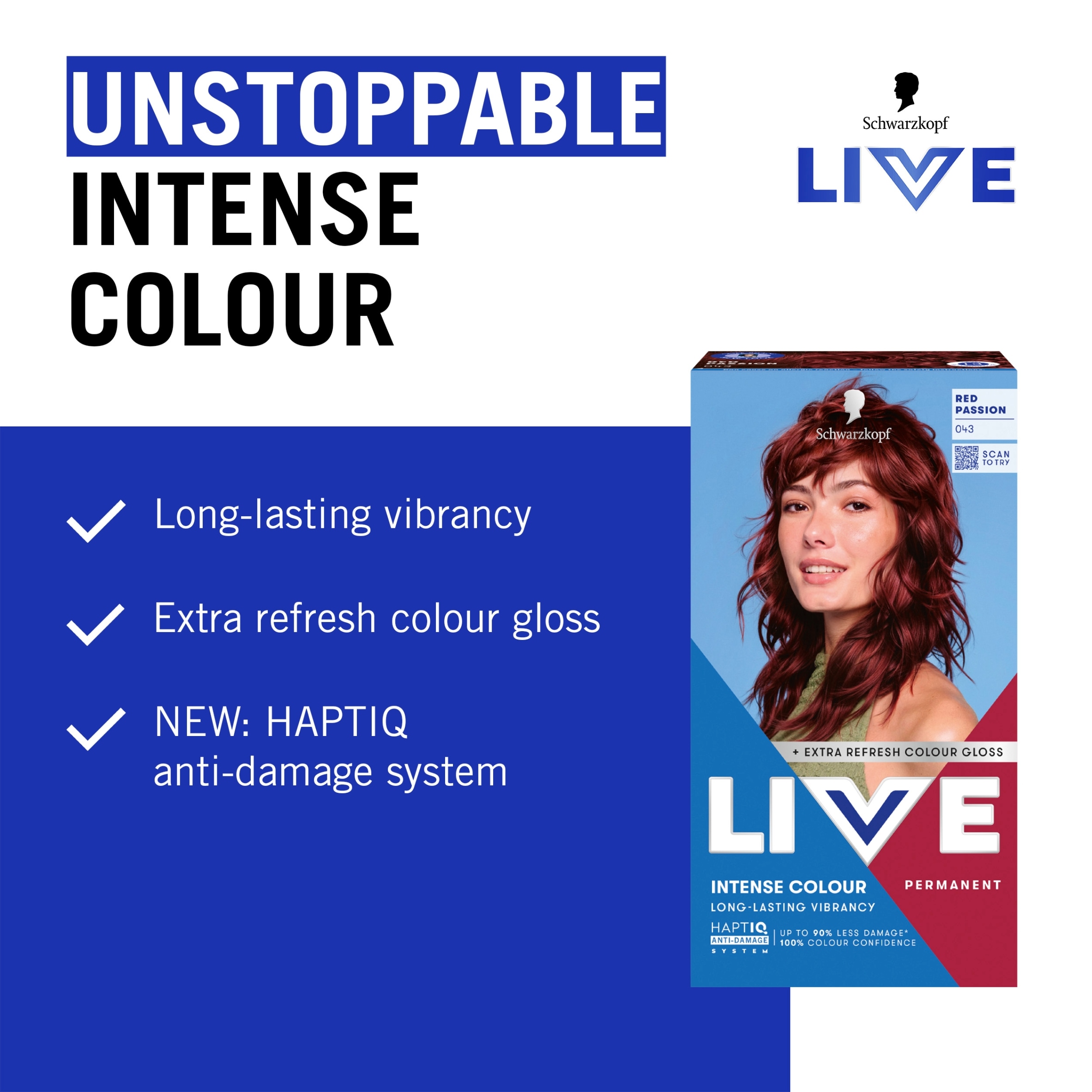 Schwarzkopf LIVE Intense Colour 043 Red Passion Permanent Hair Dye thumbnail 3