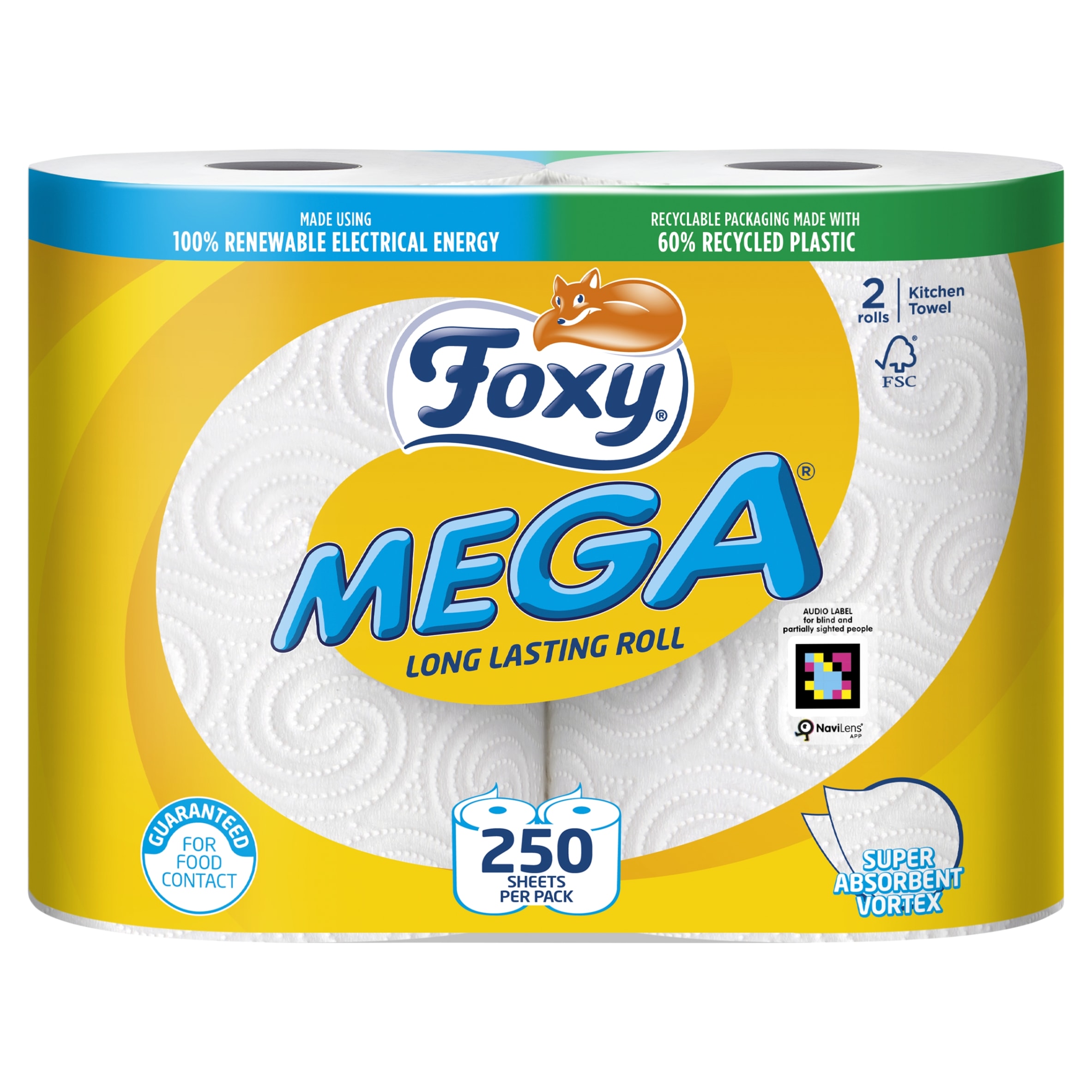 Foxy Mega Kitchen Towel 2 Roll 250 sheets 