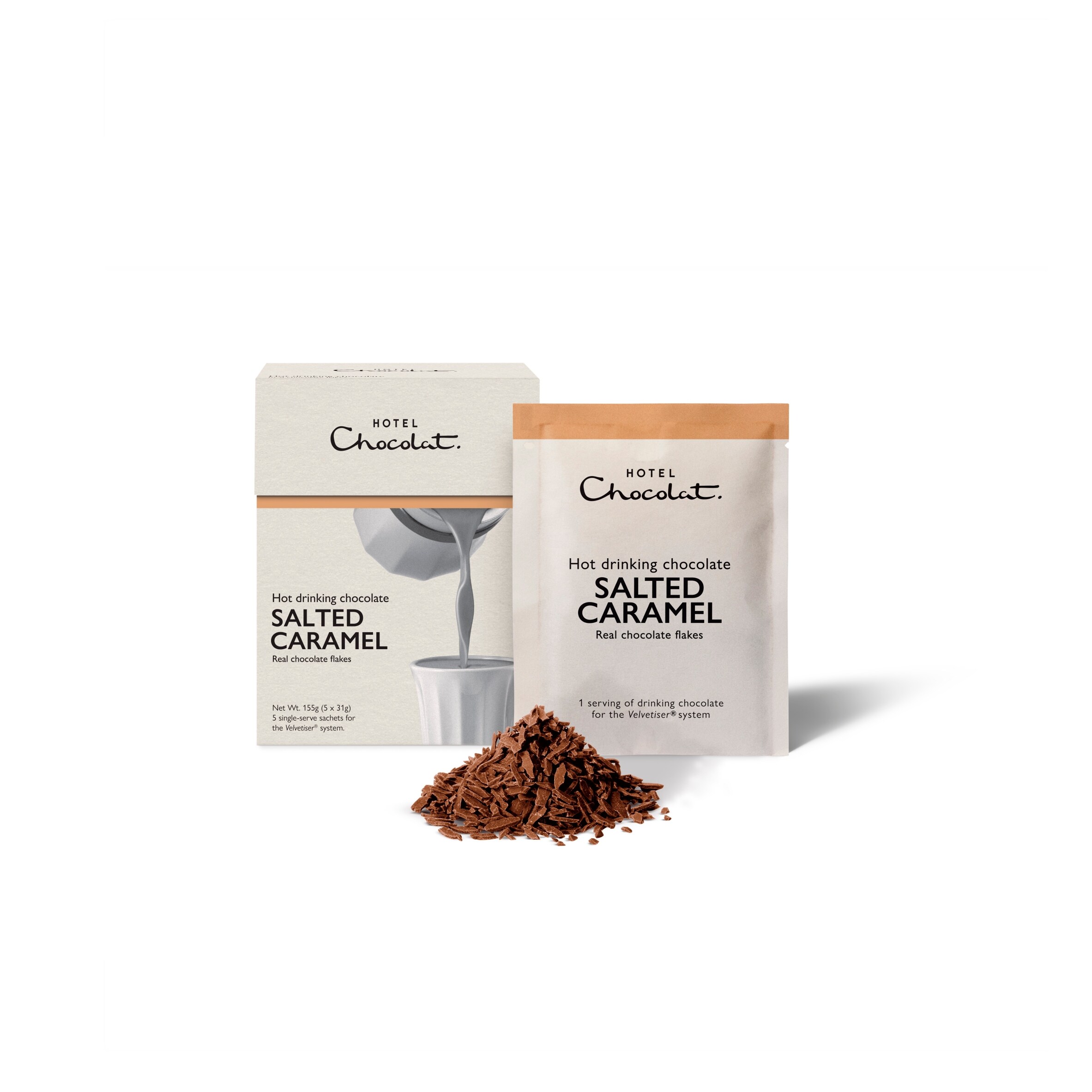 Hotel Chocolat Hot Drinking Chocolate Salted Caramel 5 x 31g thumbnail 3