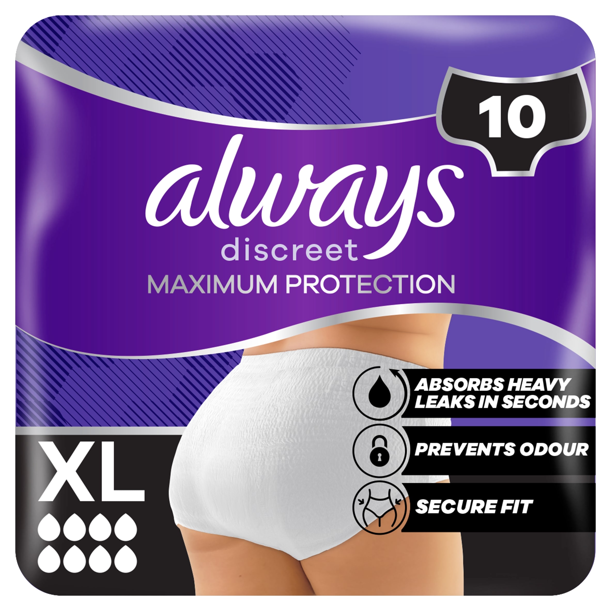 Always Discreet Maximum Protection XLarge Pant 10 Pack