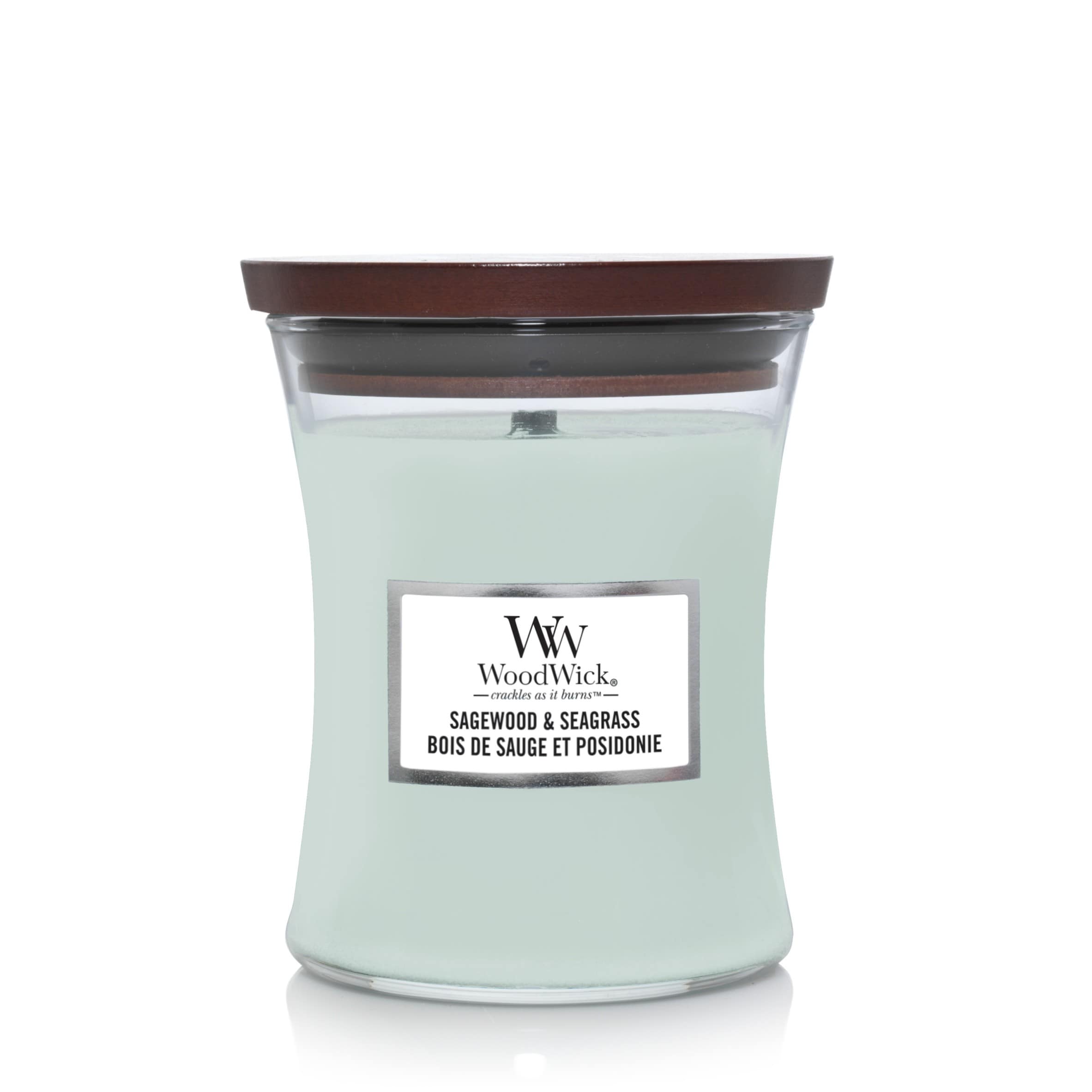 Woodwick Sagewood and Seagrass Medium Hourglass Candle 275g