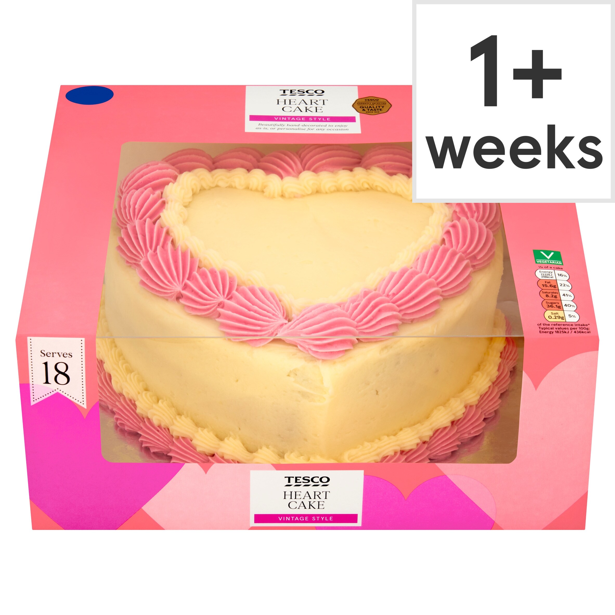 Tesco Vintage Style Heart Cake