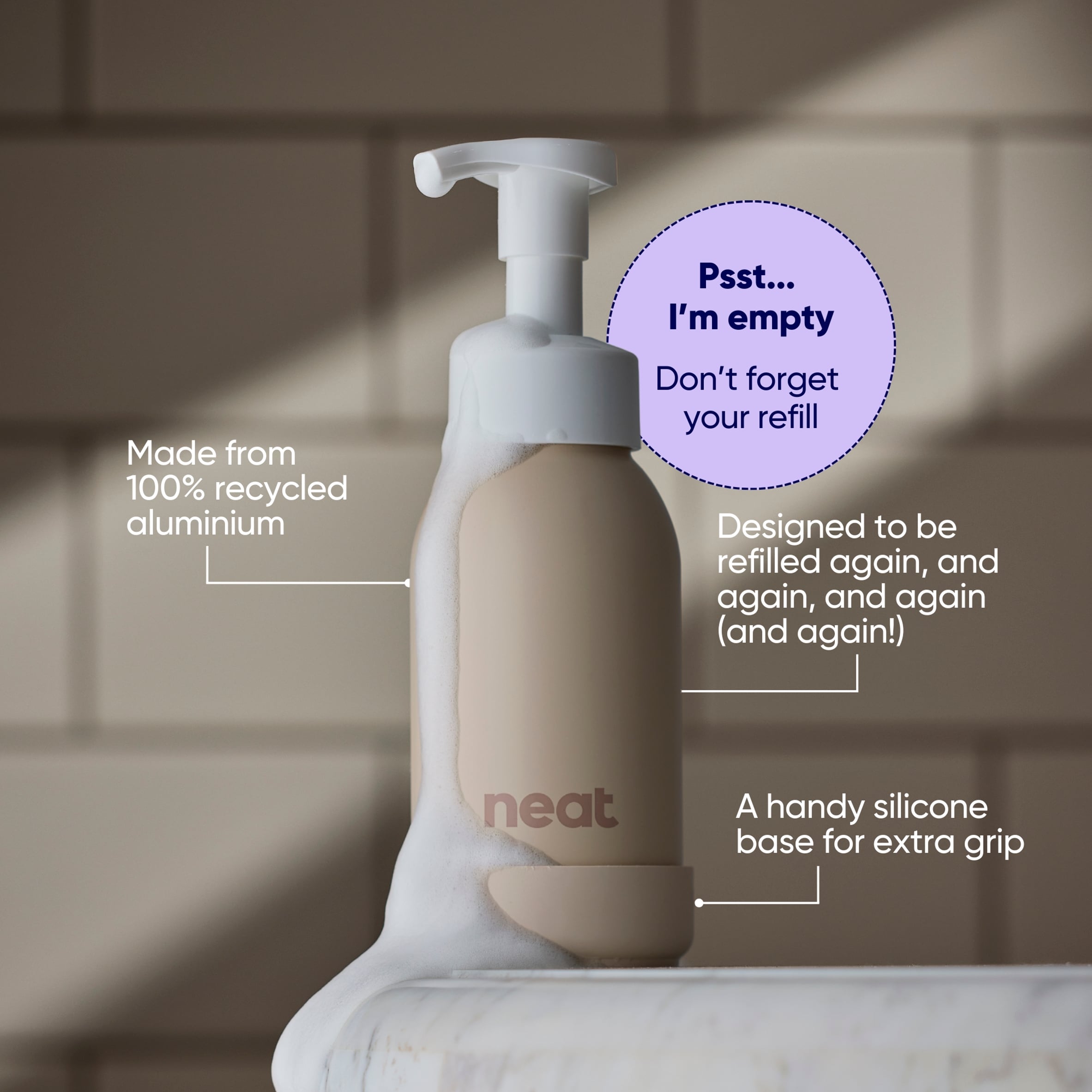 Neat Stone Refillable Dispenser for Foaming Hand Wash 300ml thumbnail 3