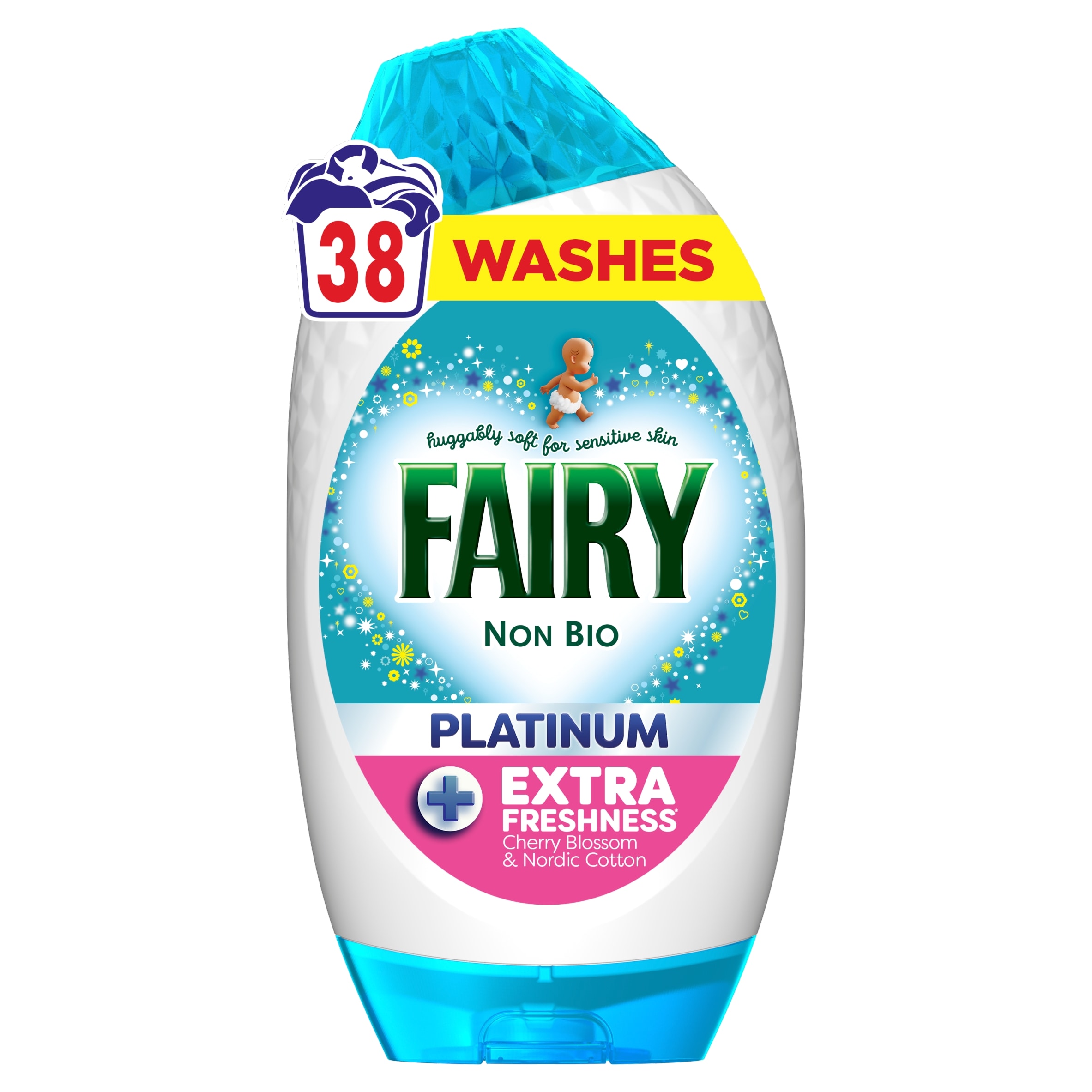 Fairy Non Bio Platinum Washing Liquid Gel Cherry Blossom & Nordic Cotton 38 Washes 1254ml
