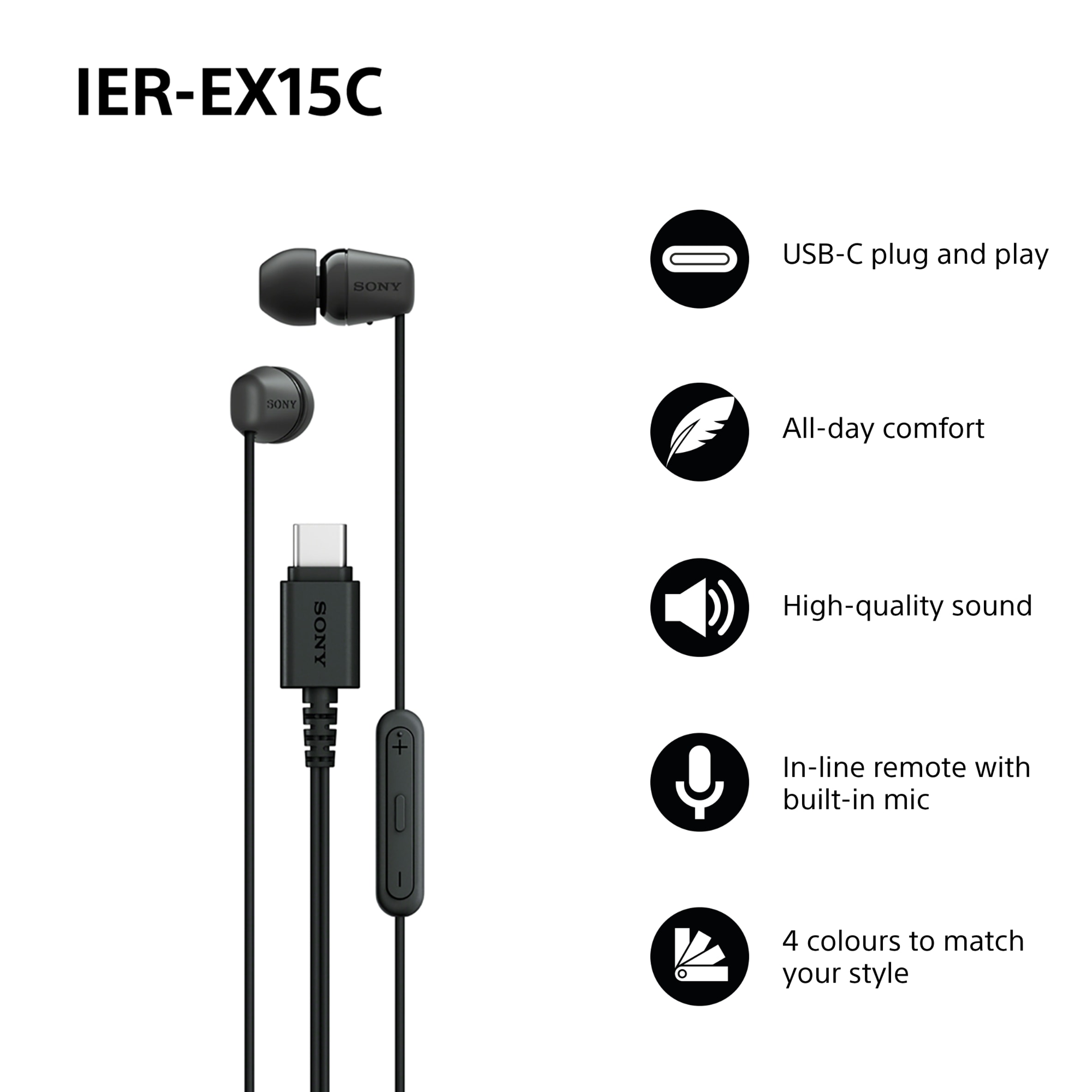 SONY IN EAR Black wired USB C thumbnail 2