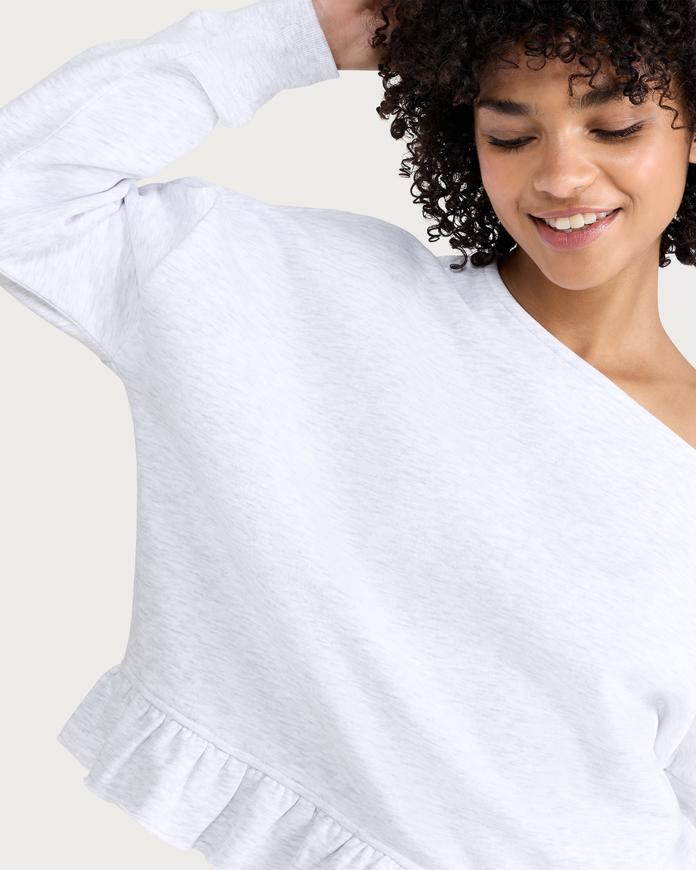 OH ME OH MY Cotton Rich Ruffle Hem Co-ord Sweatshirt in Grey thumbnail 2