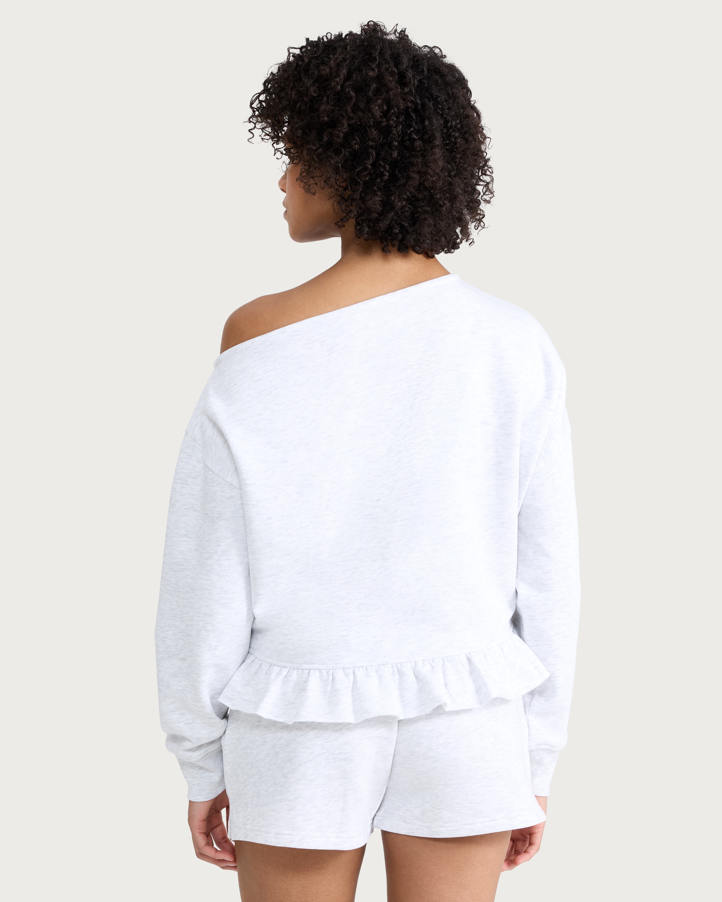 OH ME OH MY Cotton Rich Ruffle Hem Co-ord Sweatshirt in Grey thumbnail 3