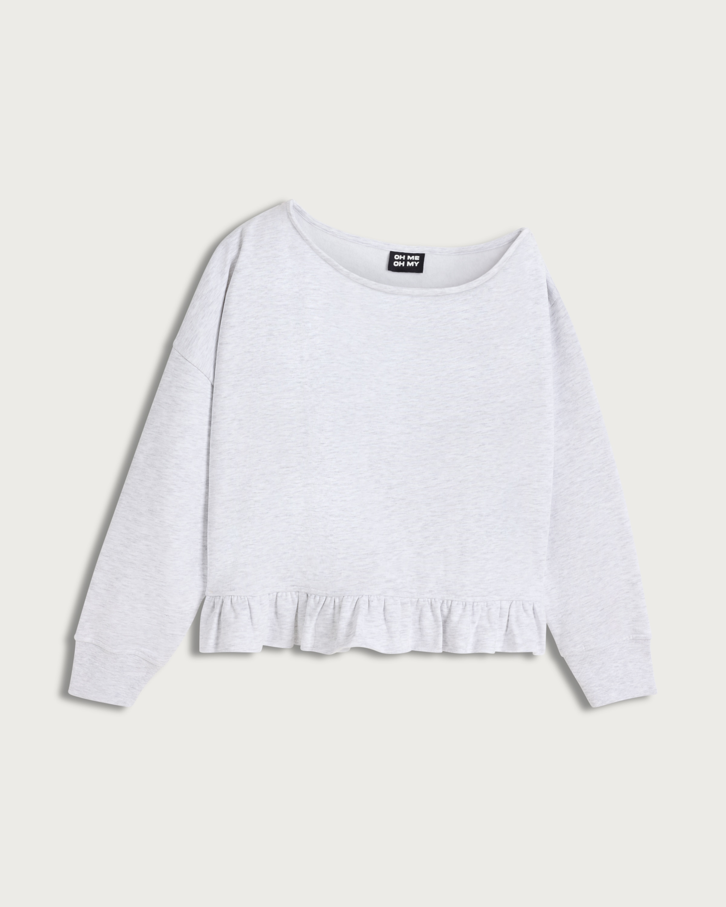 OH ME OH MY Cotton Rich Ruffle Hem Co-ord Sweatshirt in Grey thumbnail 4
