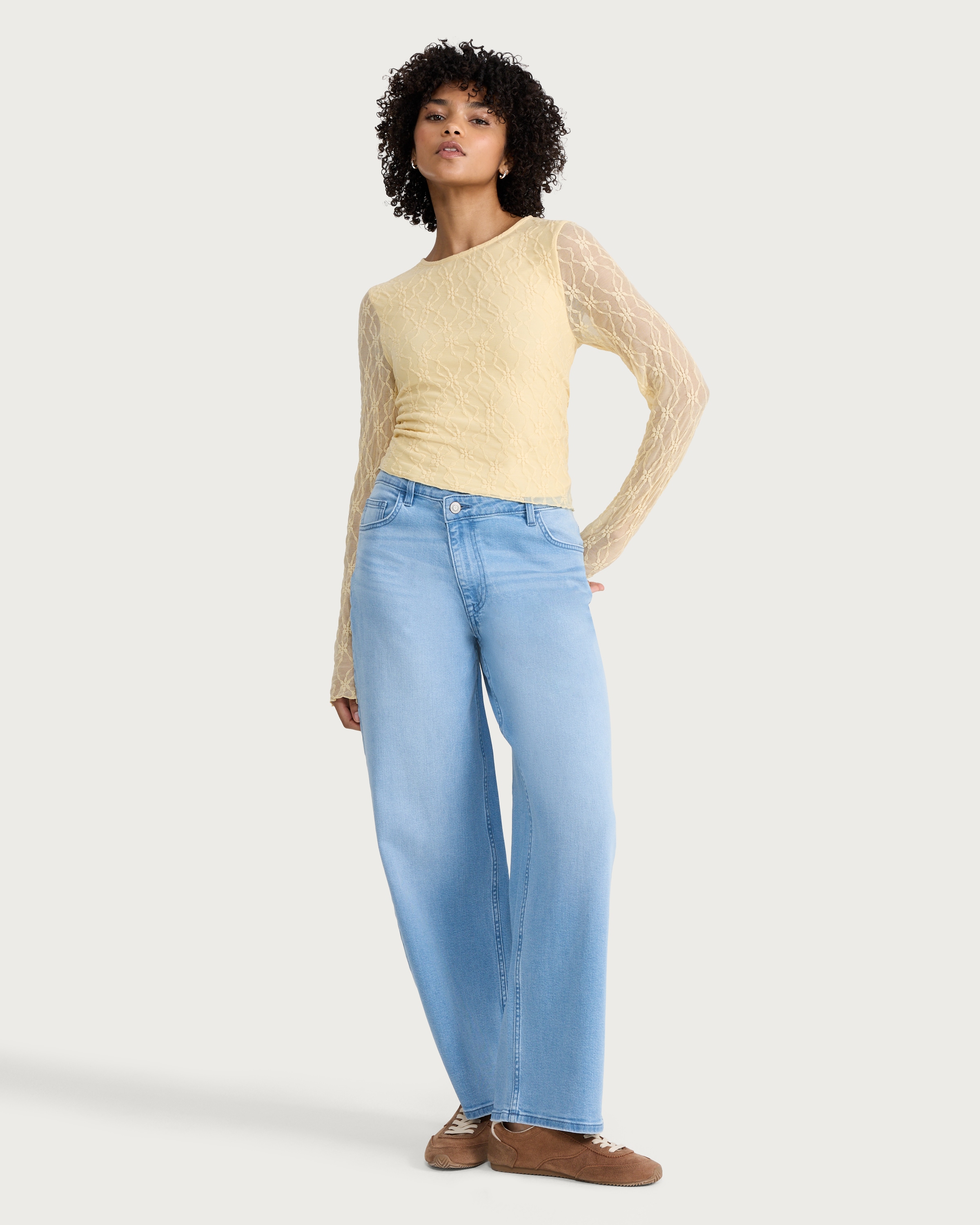 OH ME OH MY Floral Lace Long Sleeved Top in Yellow thumbnail 2