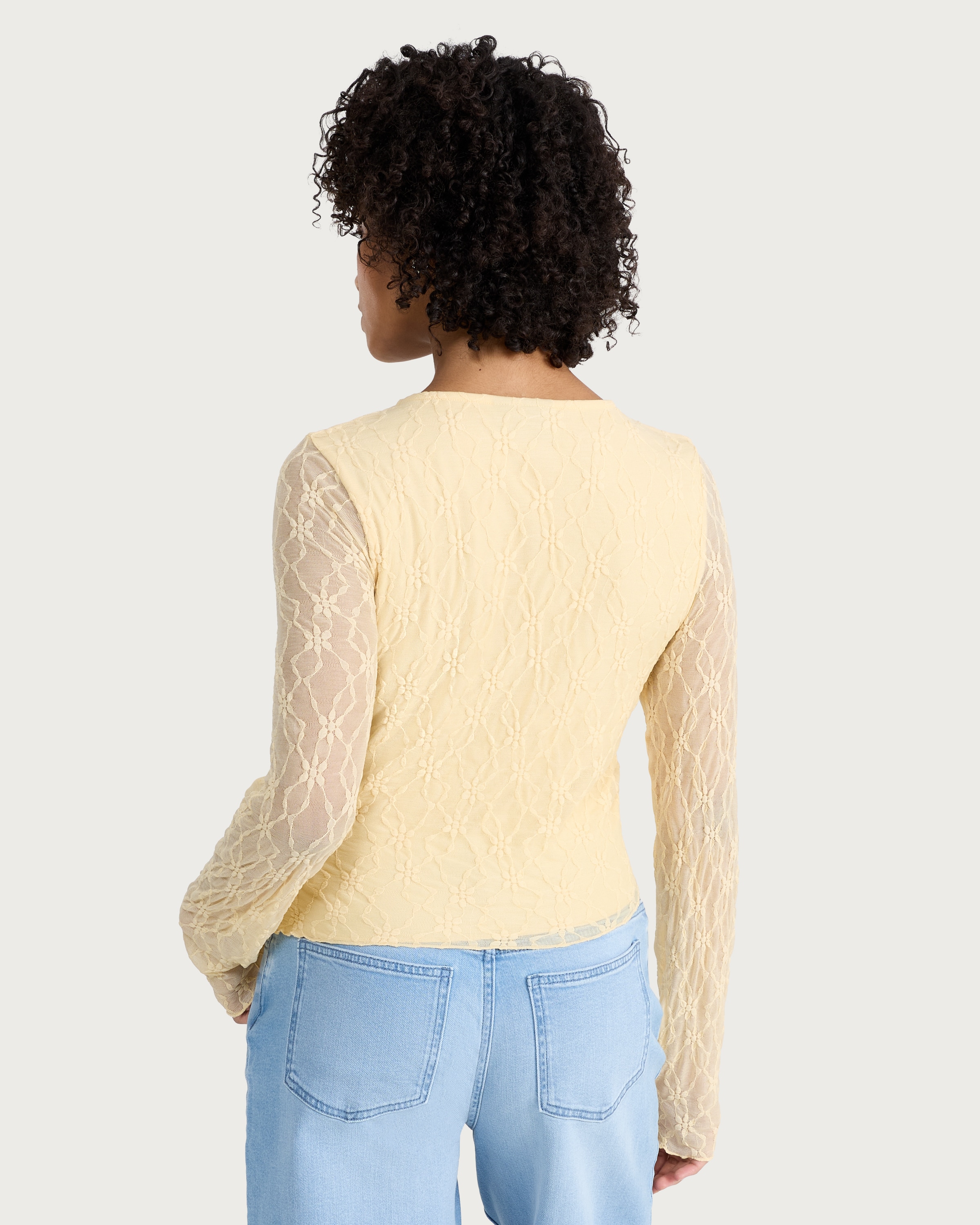 OH ME OH MY Floral Lace Long Sleeved Top in Yellow thumbnail 3