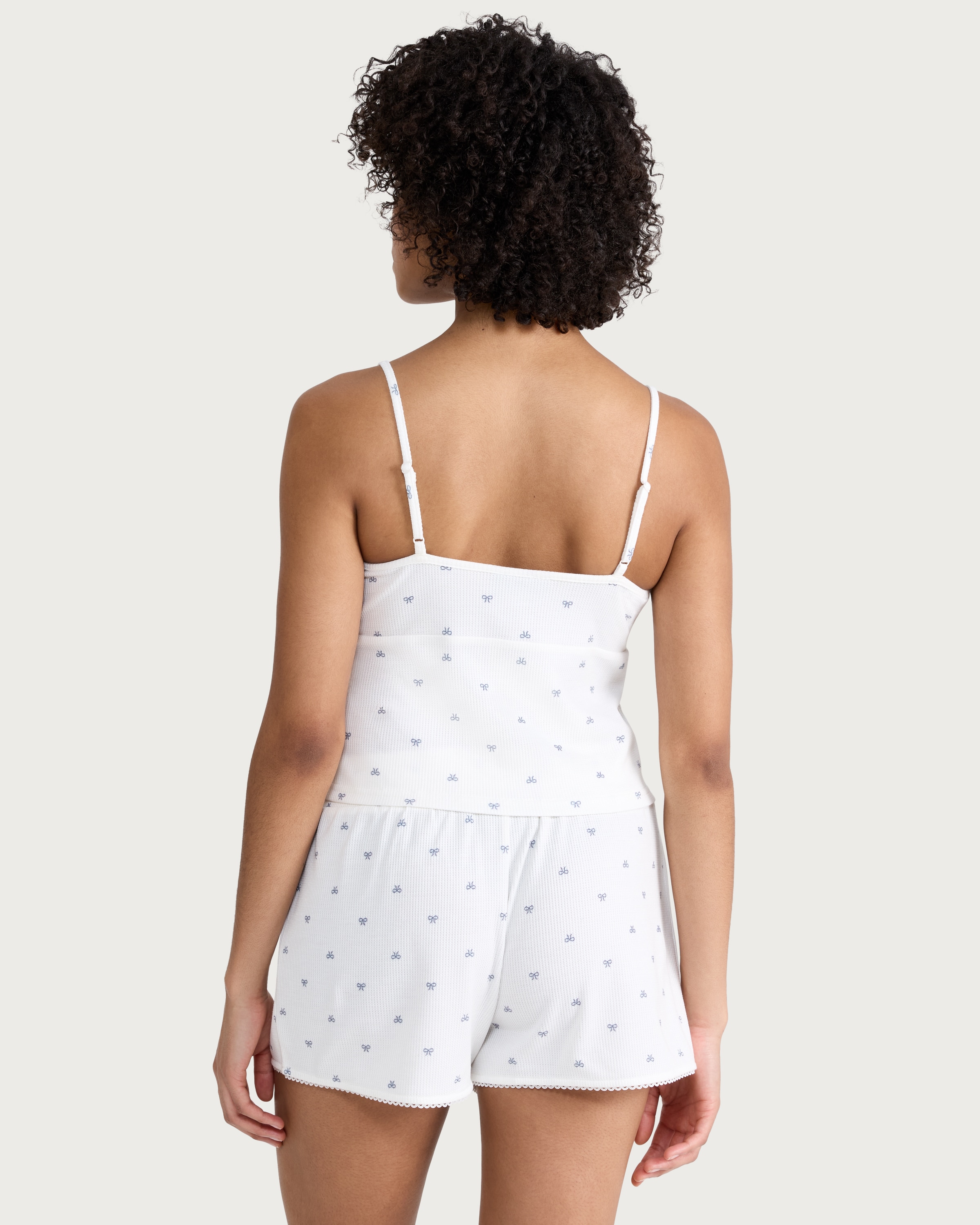 OH ME OH MY Ribbed Bow Print Pyjama Vest in White thumbnail 3