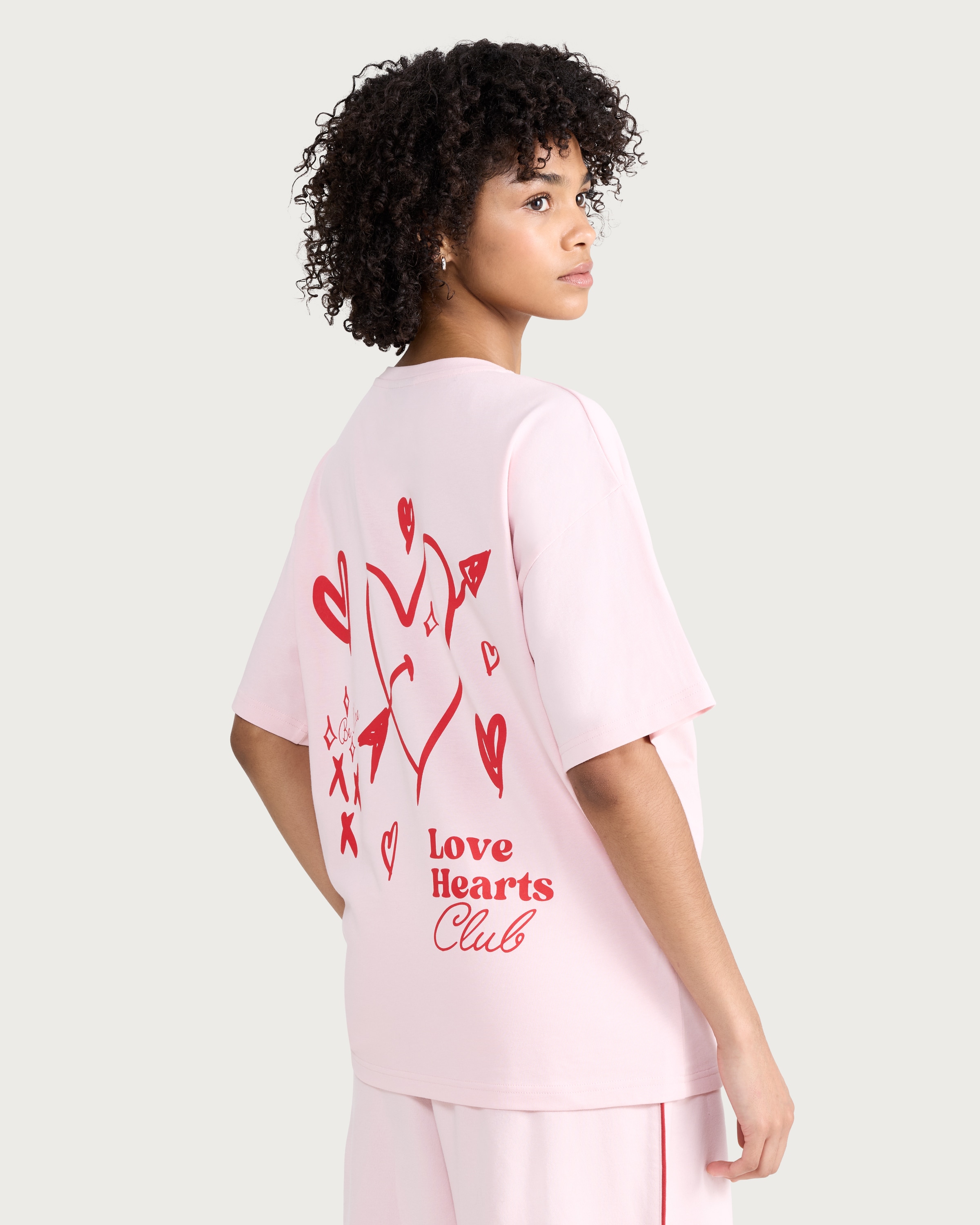 OH ME OH MY Pure Cotton Love Conquers All Oversized Fit T-Shirt in Pink