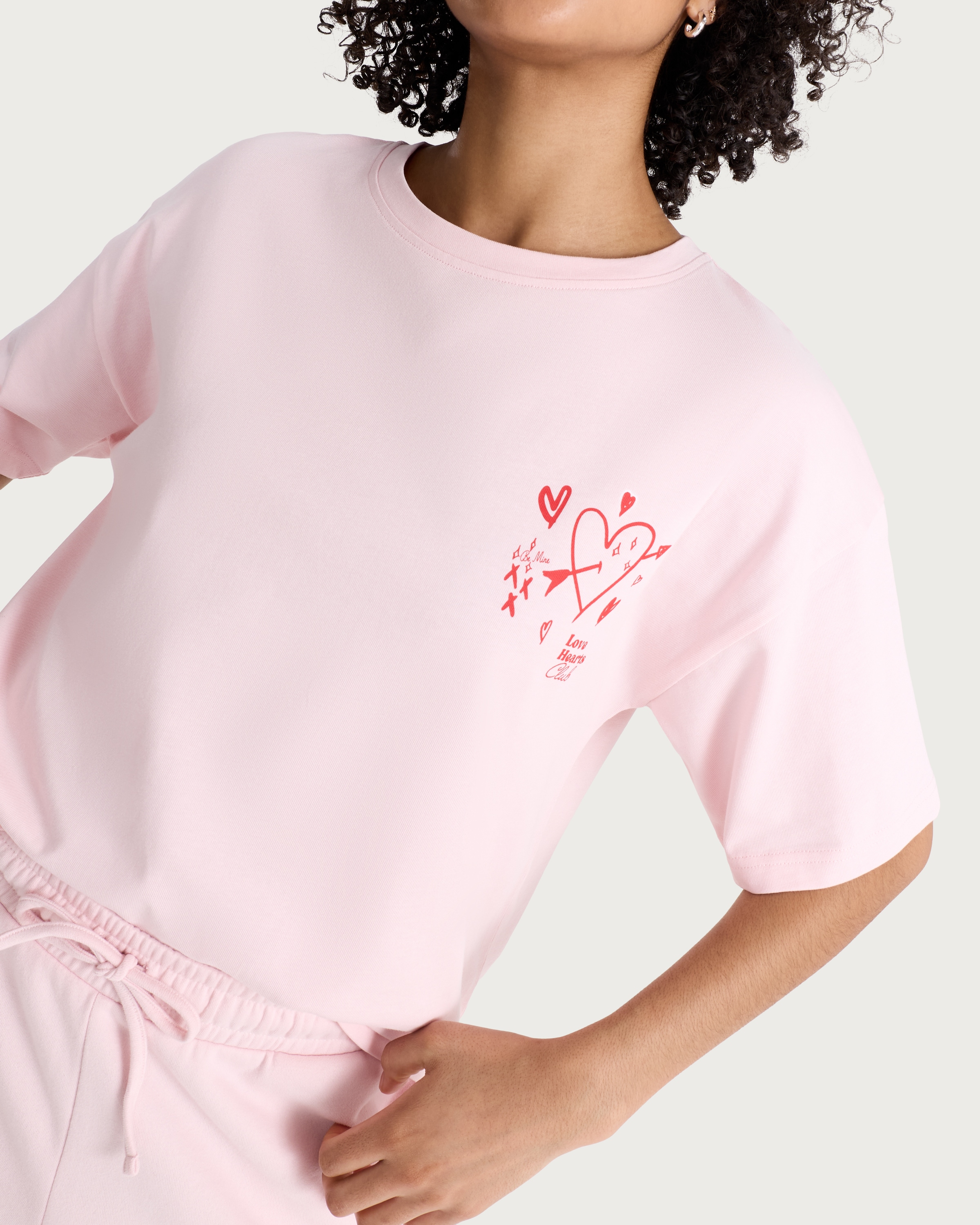 OH ME OH MY Pure Cotton Love Conquers All Oversized Fit T-Shirt in Pink thumbnail 3