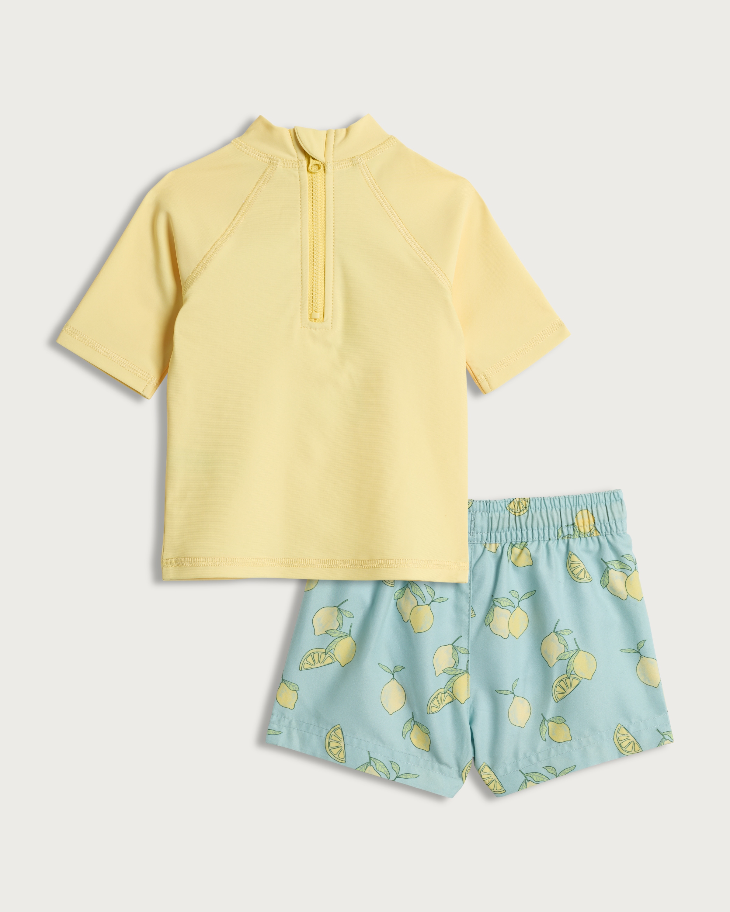 F&F Baby 2-Piece Lemon Print Rash Vest and Swim Shorts Set in Yellow thumbnail 2