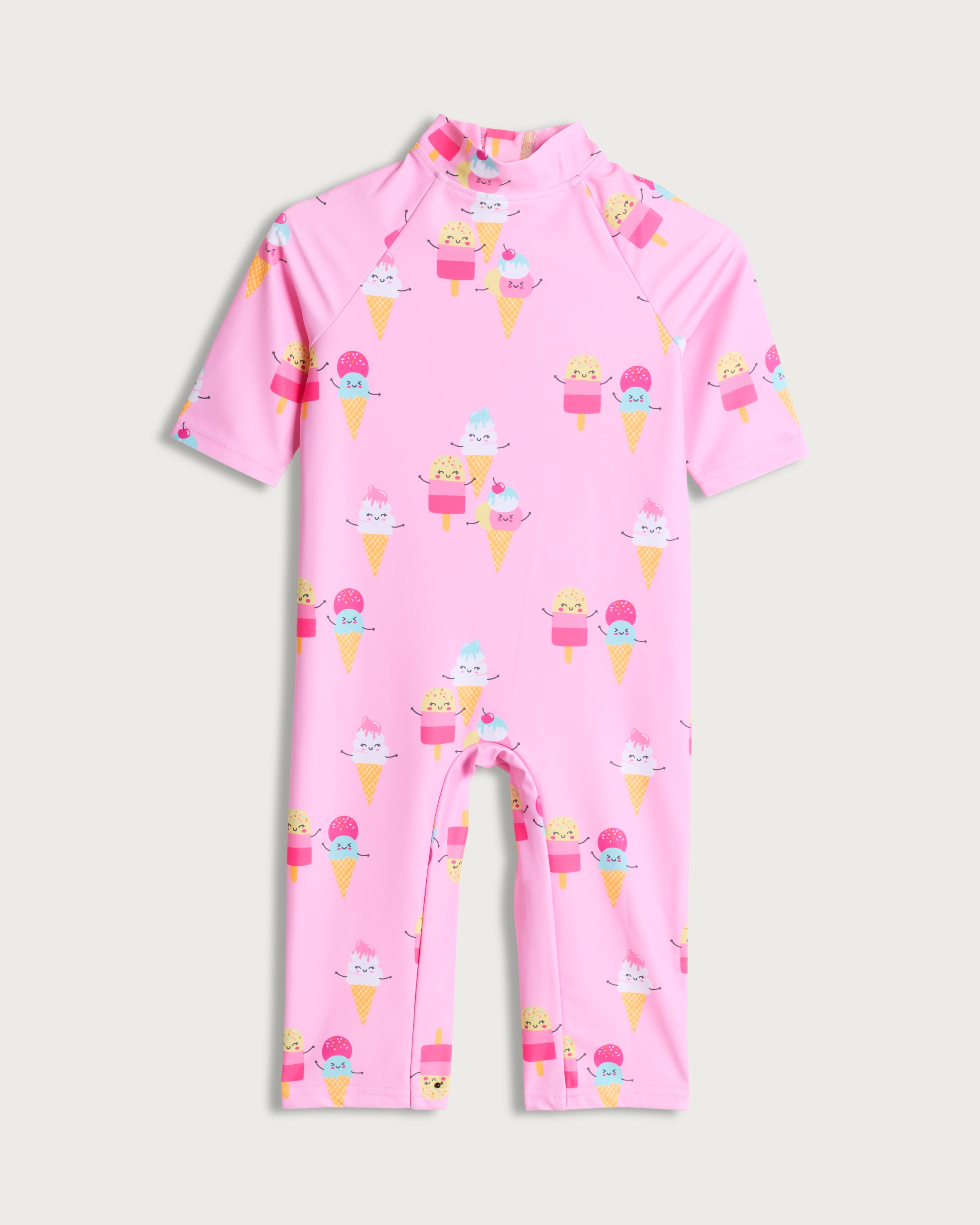 F&F Girls Ice Cream Print Sunsafe Swimsuit in Pink