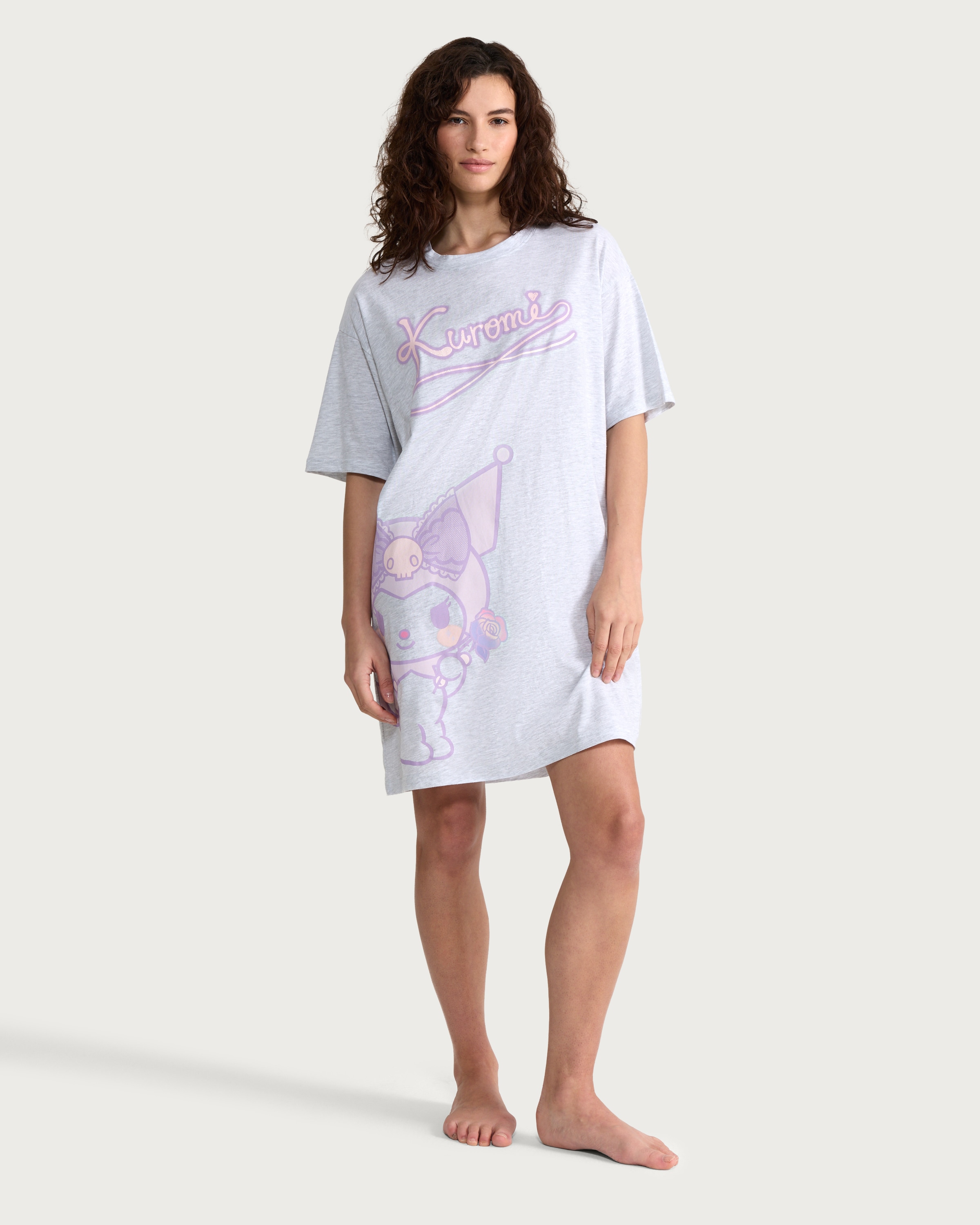 Kuromi Print Cotton Rich Nightdress in Grey thumbnail 3