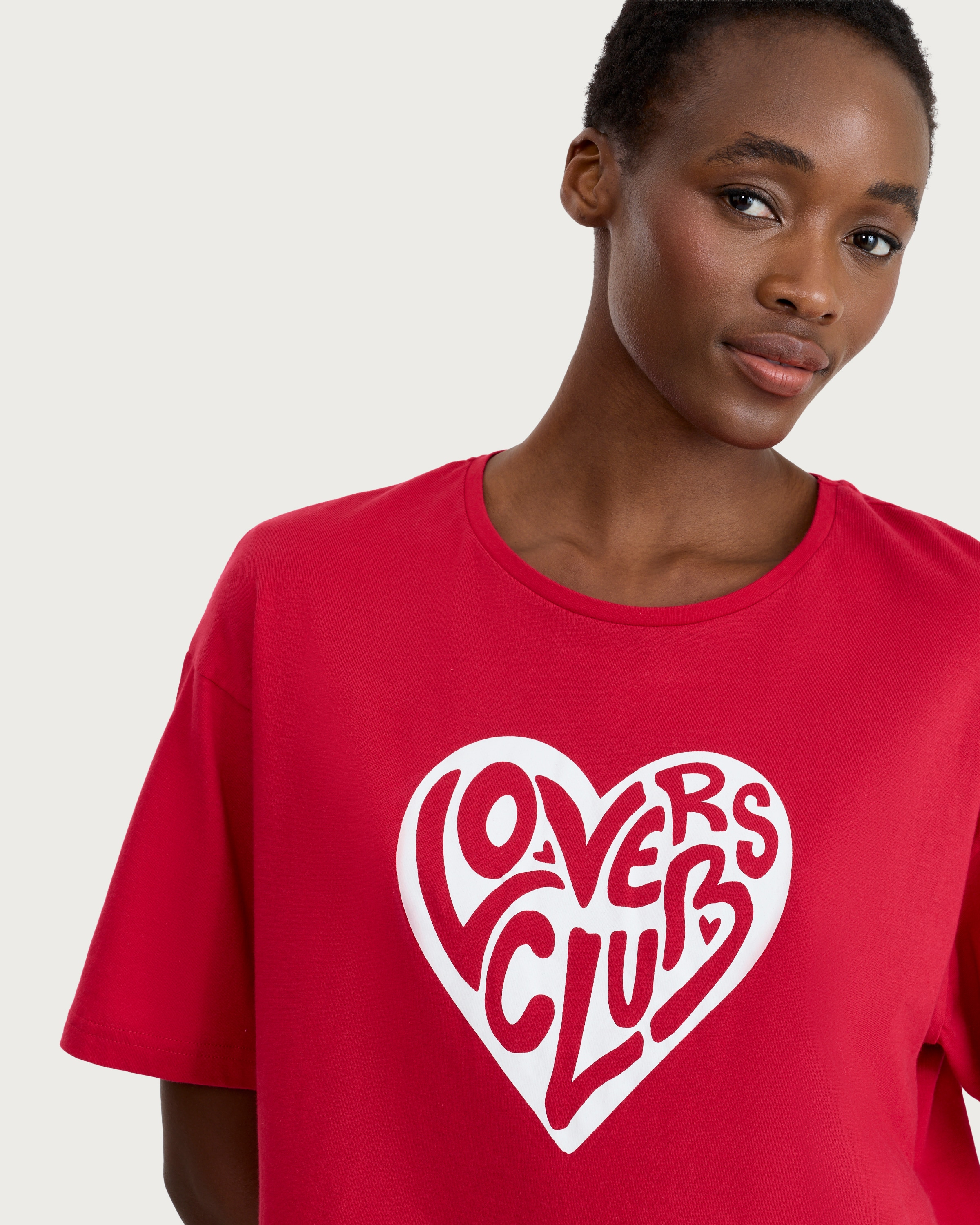F&F Pure Cotton Lovers Club Heart Print Nightdress in Multi Red thumbnail 2