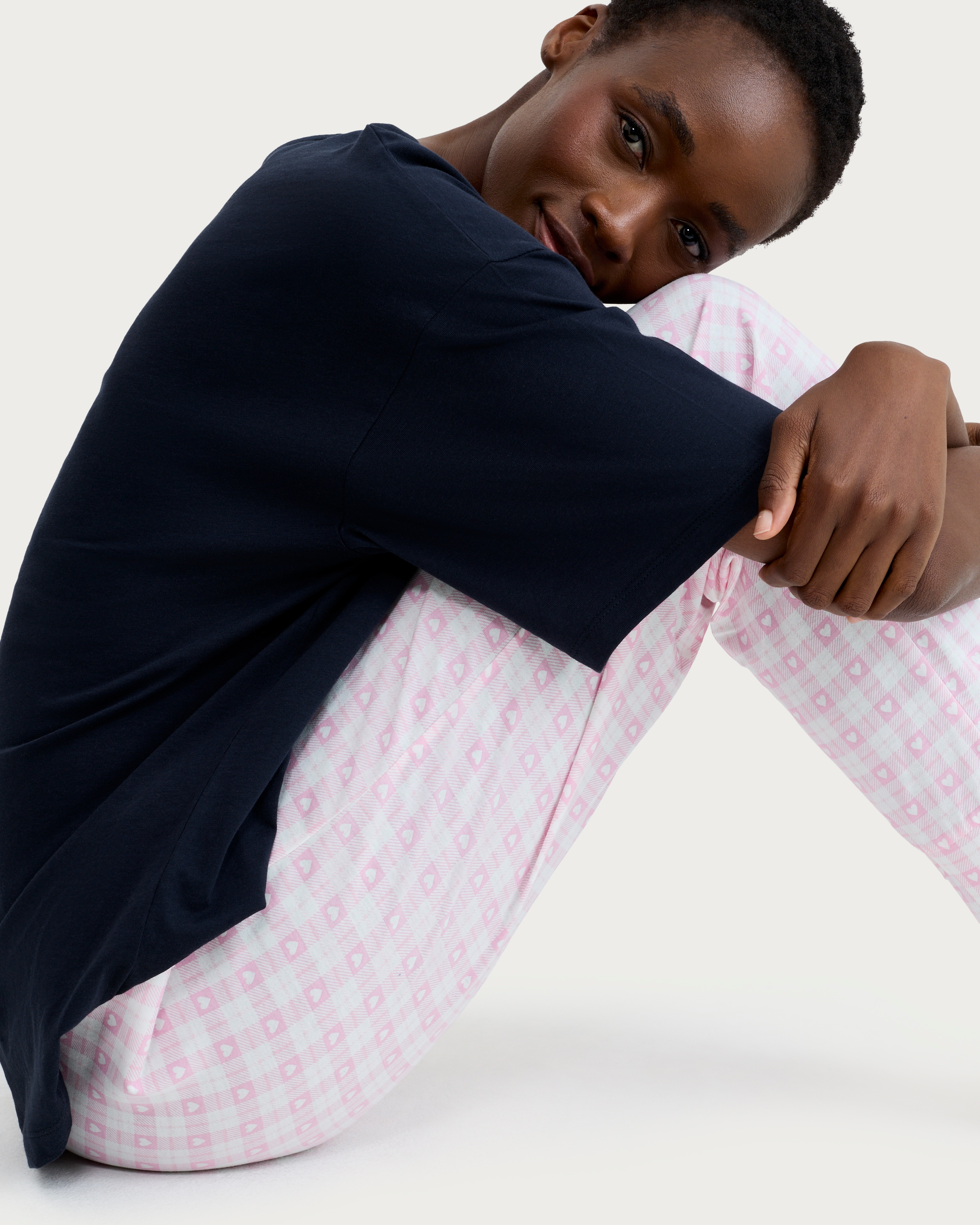 F&F Pure Cotton Heart Print Cuffed Pyjama Bottoms in Pink