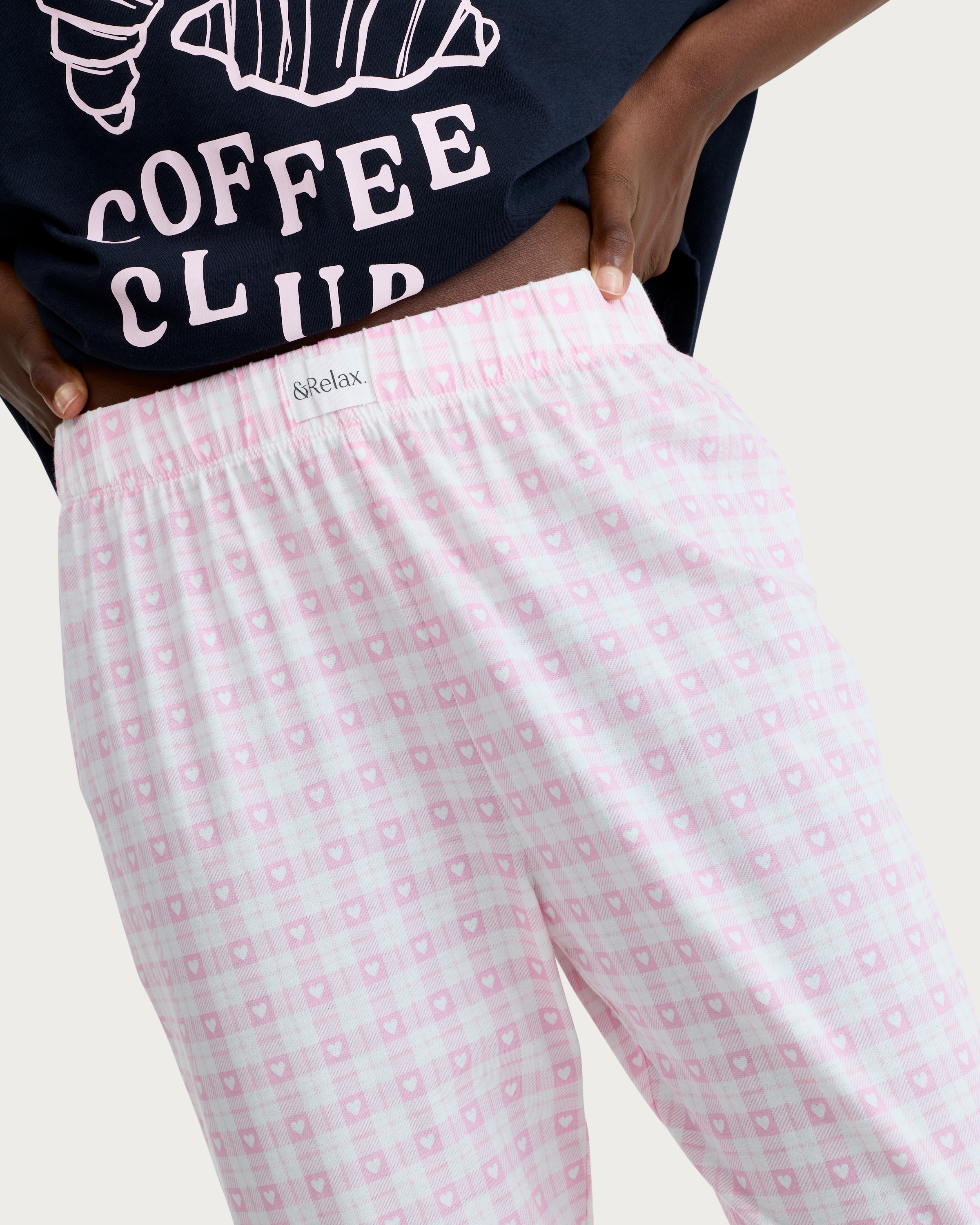 F&F Pure Cotton Heart Print Cuffed Pyjama Bottoms in Pink thumbnail 2