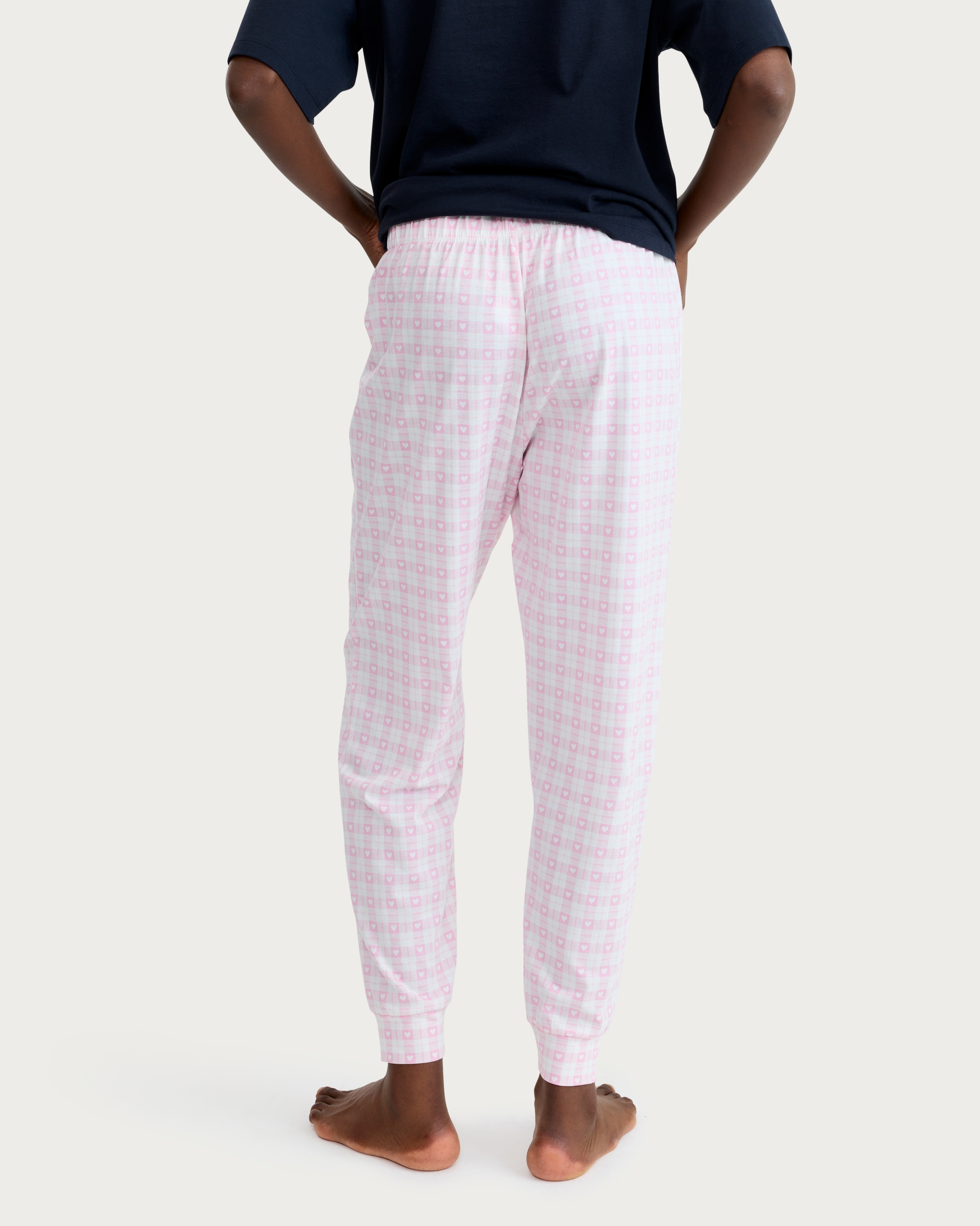 F&F Pure Cotton Heart Print Cuffed Pyjama Bottoms in Pink thumbnail 3