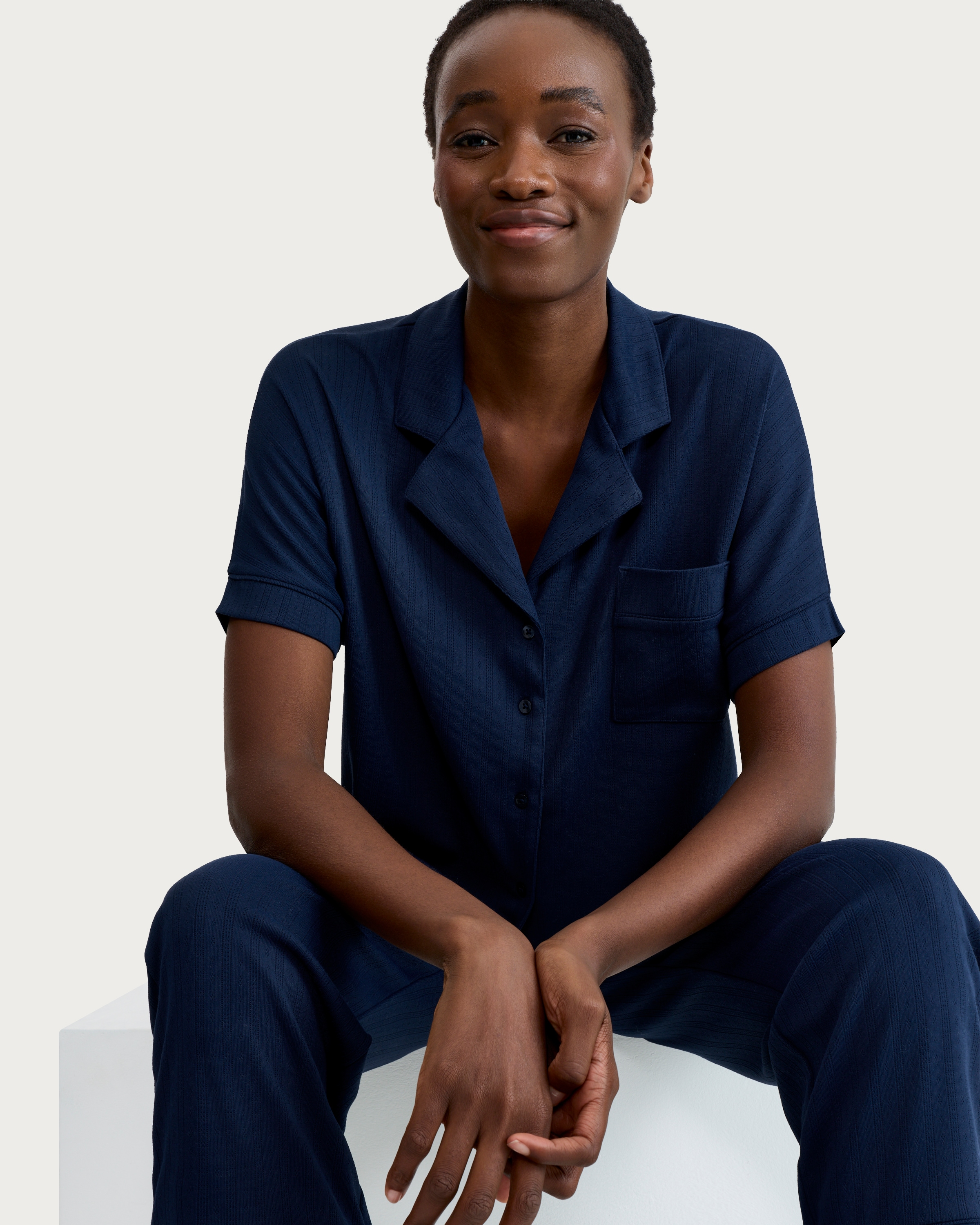 F&F Pointelle Pyjama Set in Navy