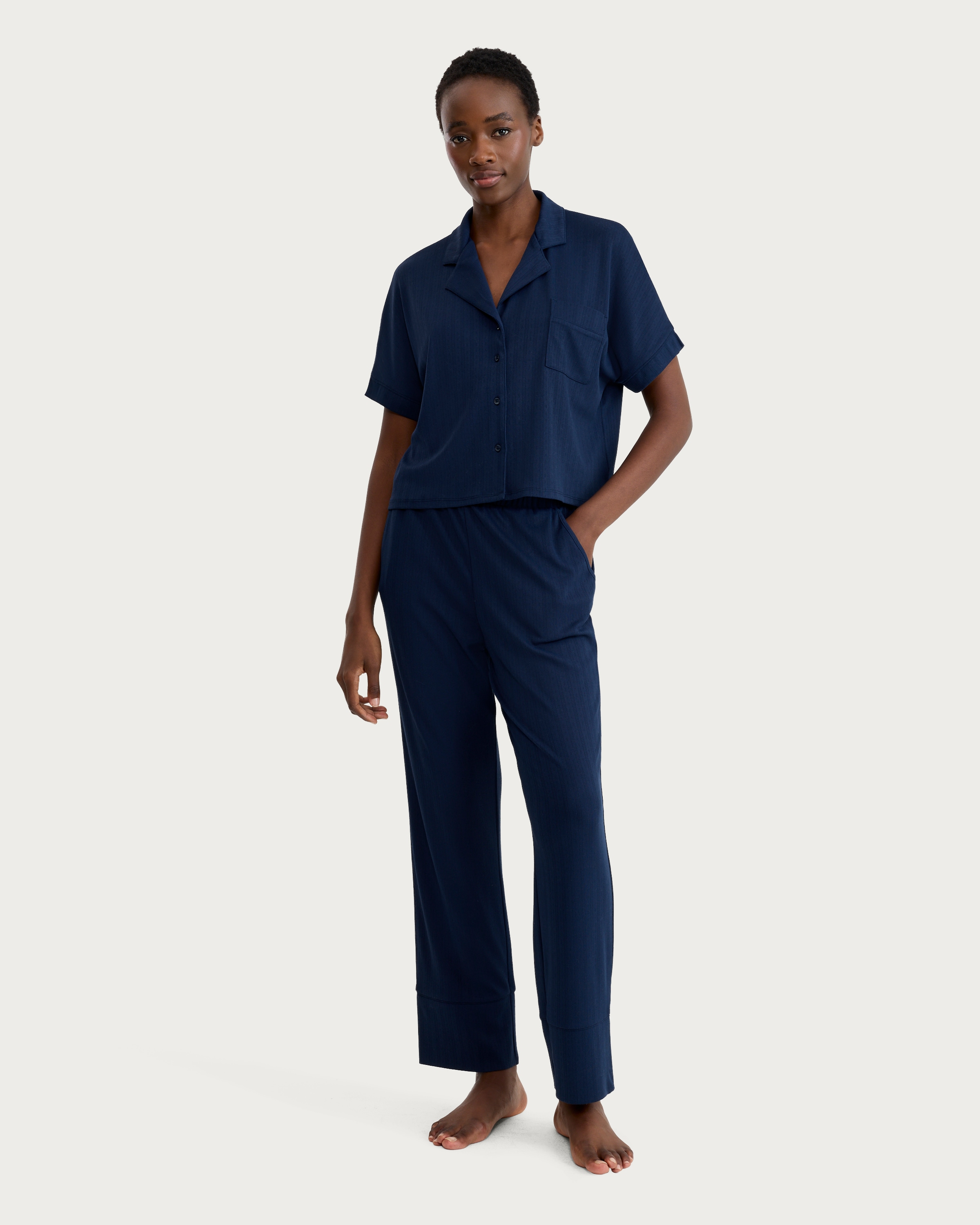 F&F Pointelle Pyjama Set in Navy thumbnail 2