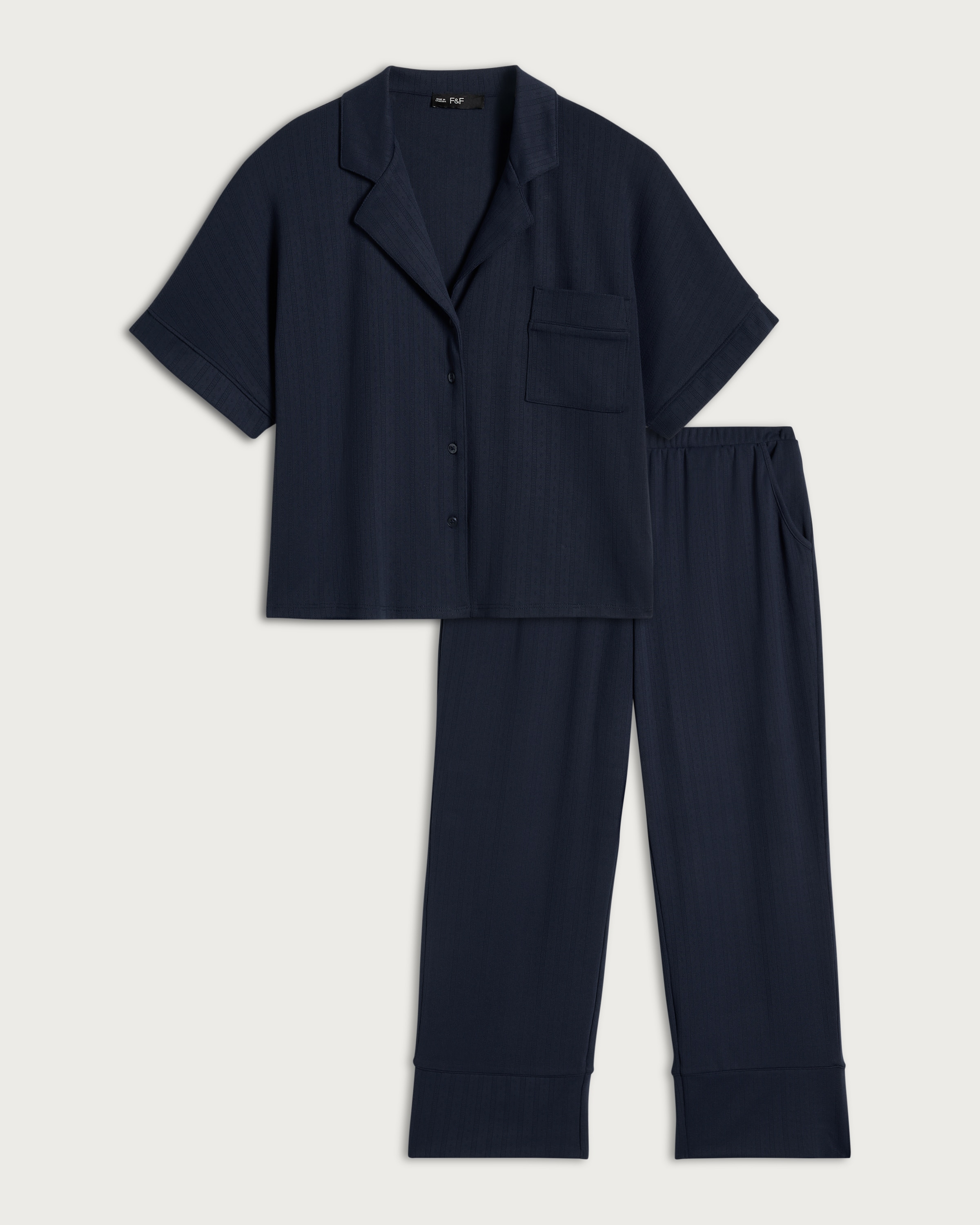 F&F Pointelle Pyjama Set in Navy thumbnail 4
